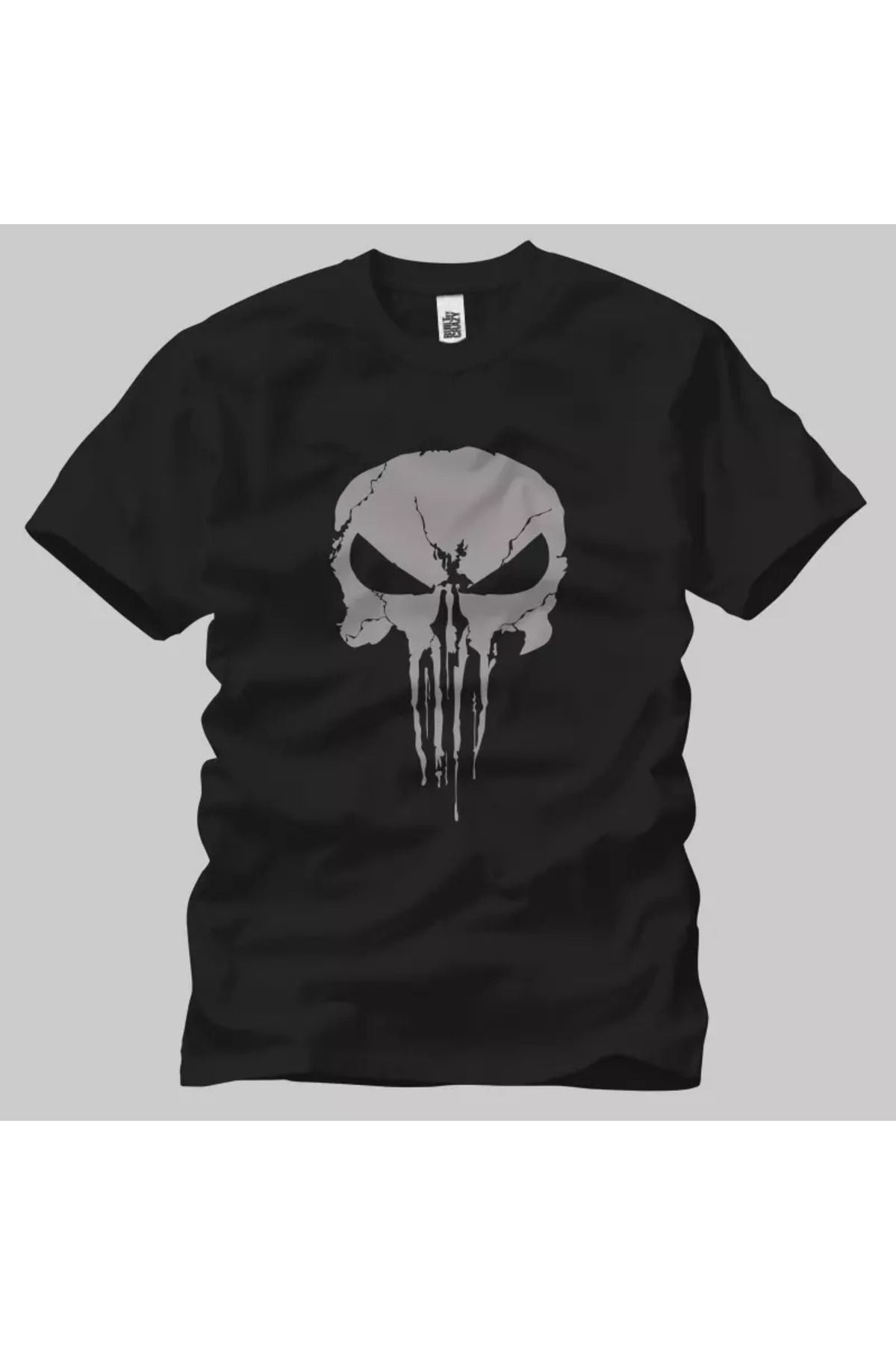 Built By Crazy Punisher Grey Skull Logo Unisex Tişört