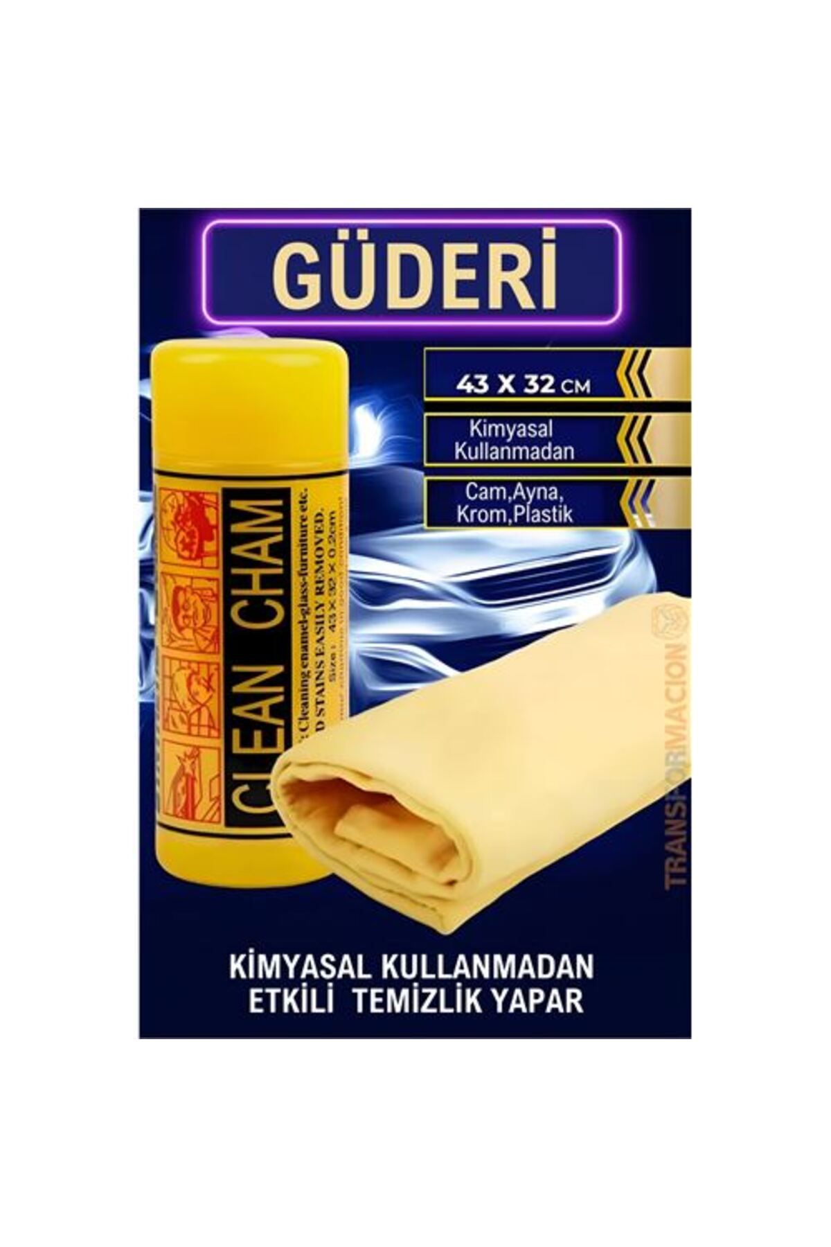 MR RZN STORE Sentetik Güderi Bez 36x42 Cm Cam Krom Kaporta Ayna Bezi
