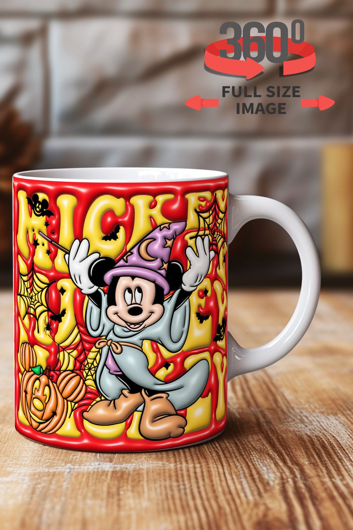 dijital moda tasarım 3D Kabartma Desen Efektli "Mickey" Kişiye Özel Hediyelik Porselen Kupa Bardak Minnie Goofy