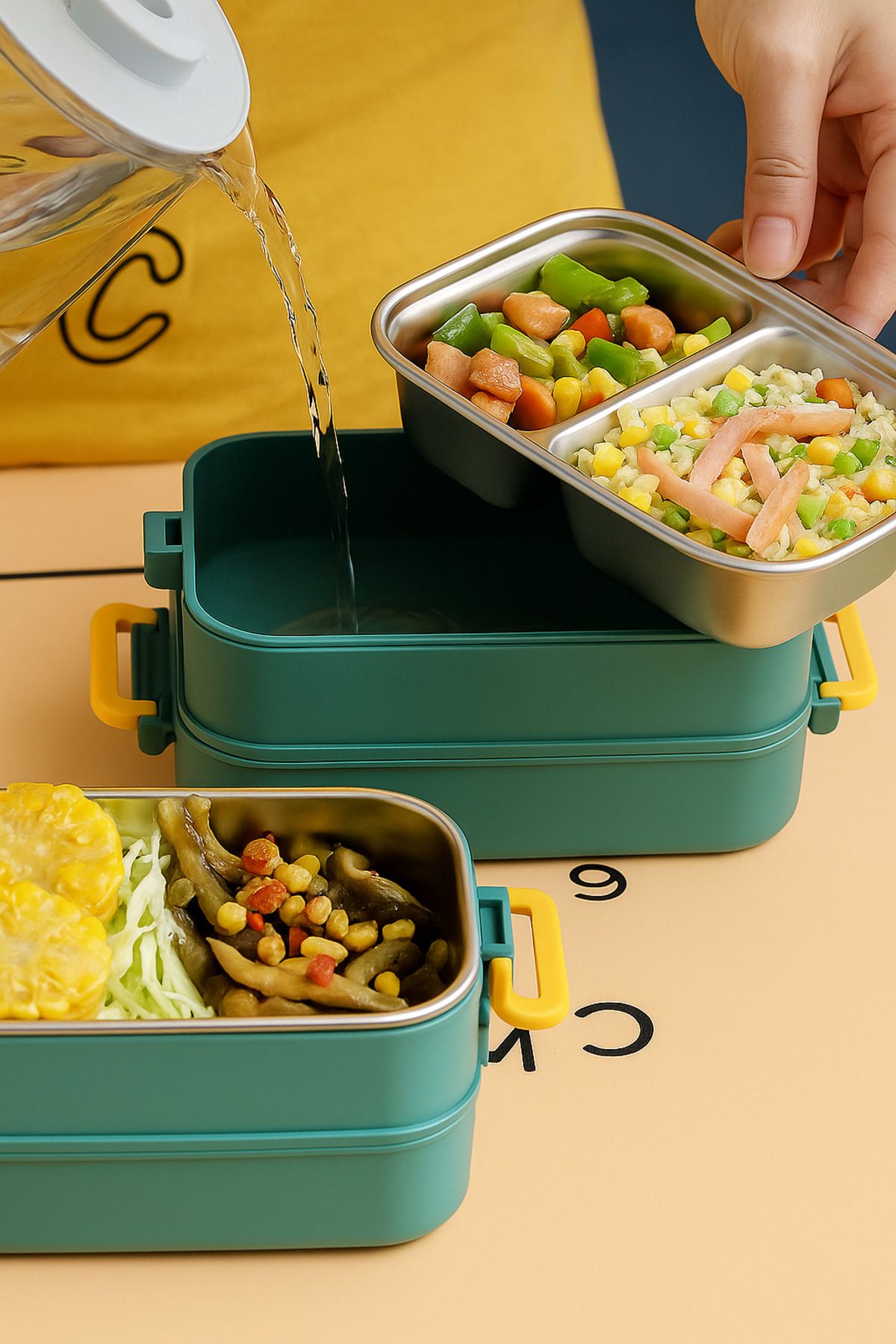 Vagon-B&d 2 layer stainless steel nutrition container 1400 ml - easy lock expedition container 2