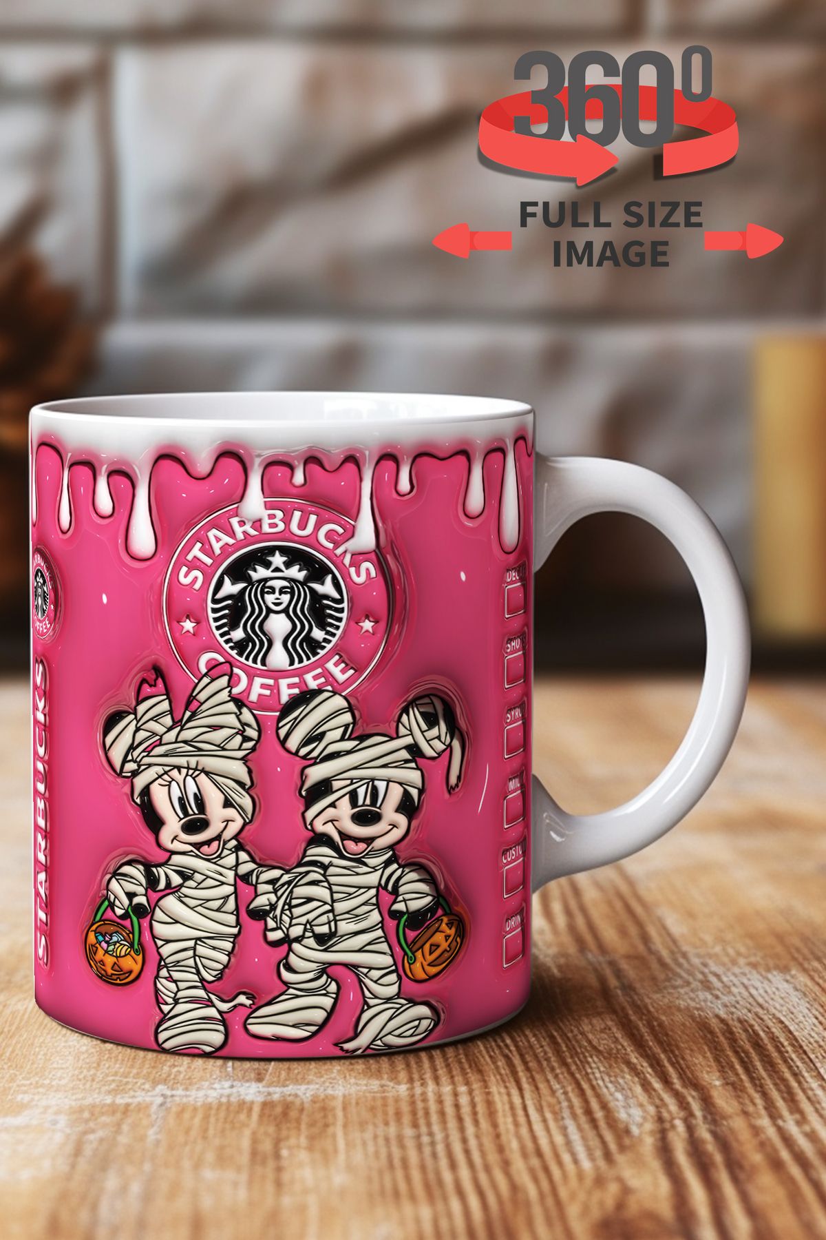 dijital moda tasarım 3D Kabartma Desen Efektli "Mickey" Kişiye Özel Hediyelik Porselen Kupa Bardak Minnie Goofy