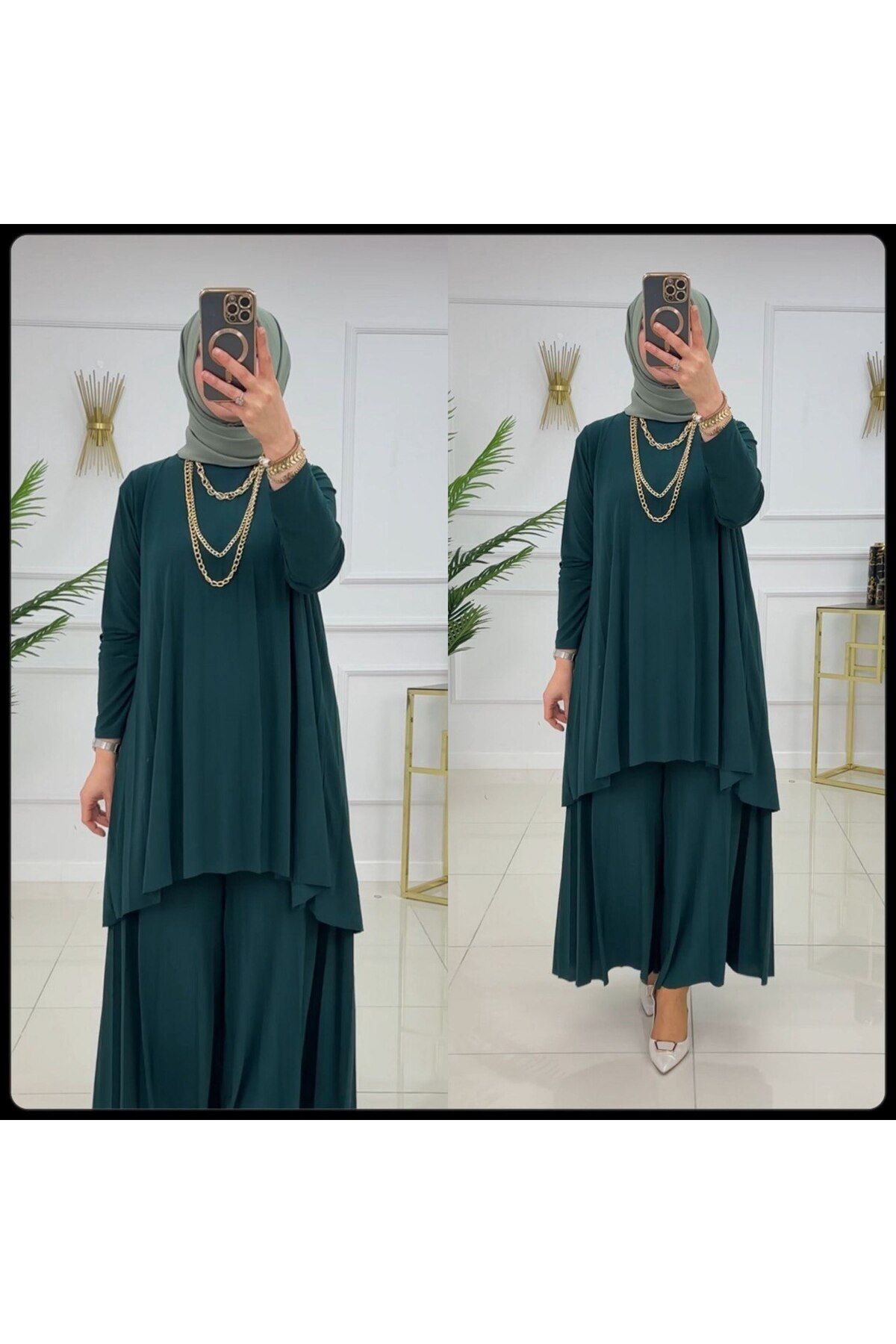 Enans Design Kadın Tesettür 2'Li Takım Pantolon & Tunik