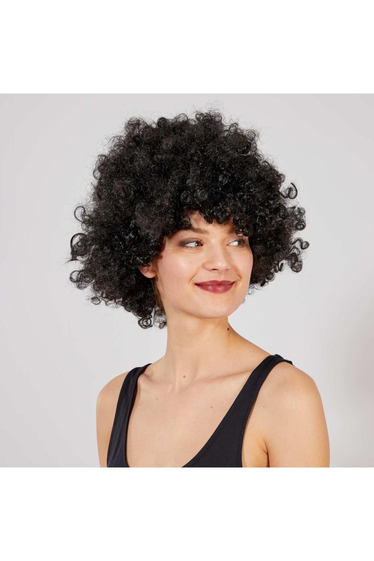 ÖYKÜ VE YİĞİT Siyah Renk Kıvırcık Afro Bonus Peruk