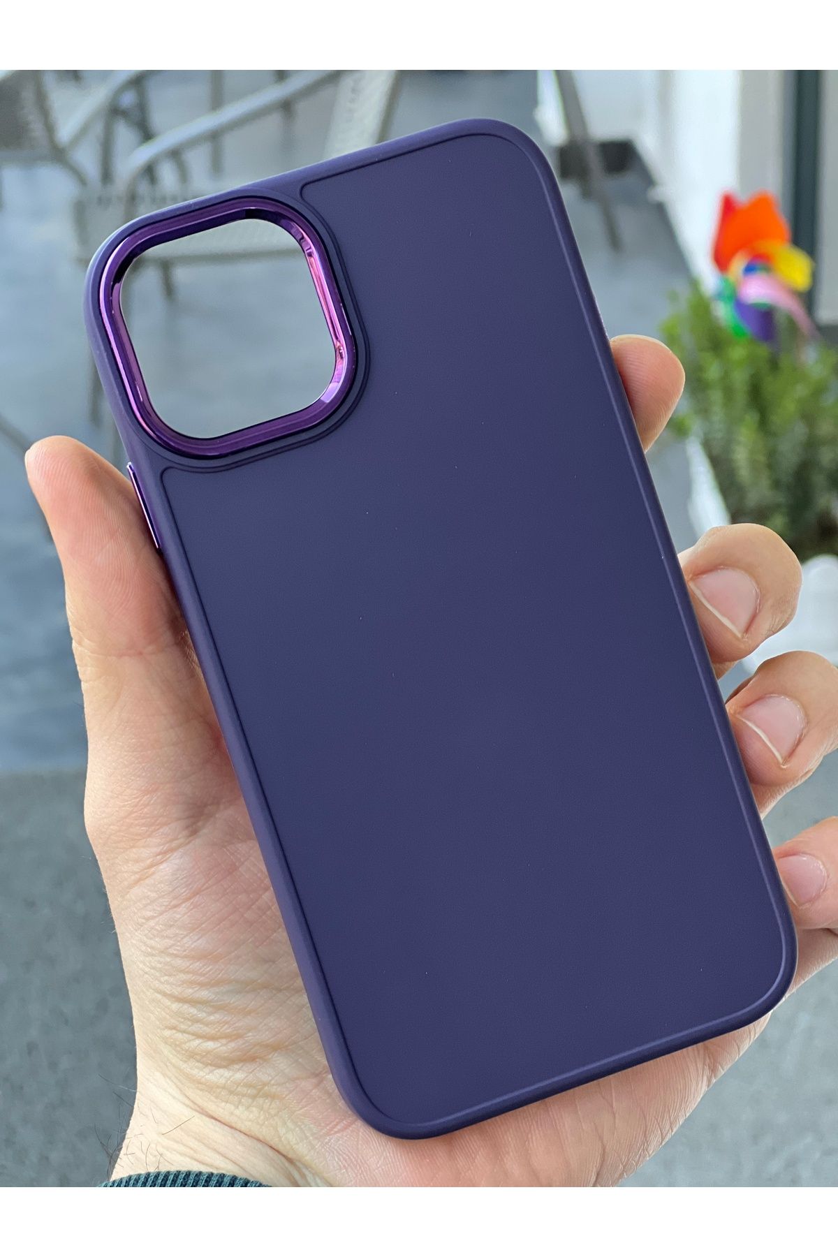 EDELFU iPhone 11 için Uyumlu Derin Mor Silikon Kamera Çevresi Parlak Çıkıntılı Koruyucu Kılıf
