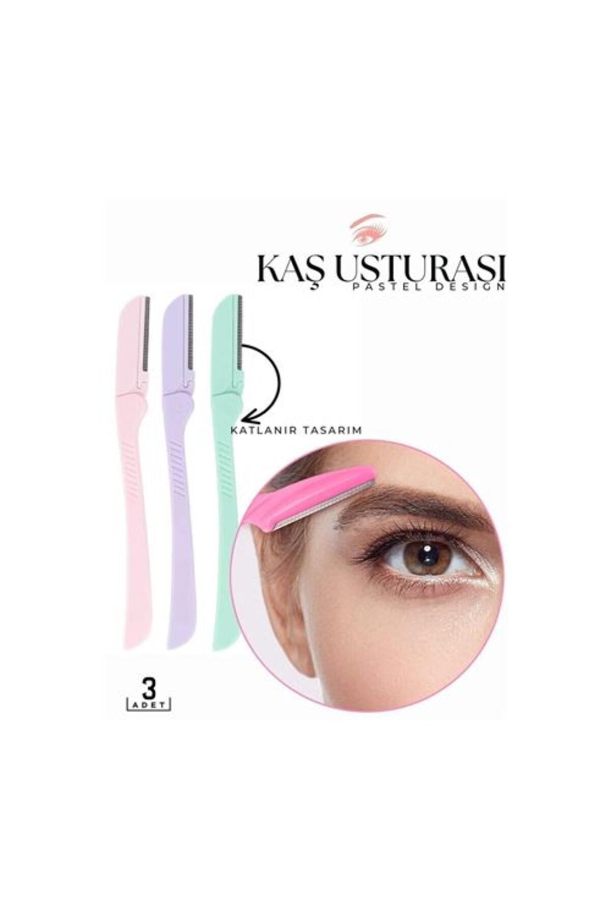 ÖYKÜ VE YİĞİT Katlanabilir Kaş Şekillendirici Kaş Dermaplaner Yüz Usturası 3 ADET 718323