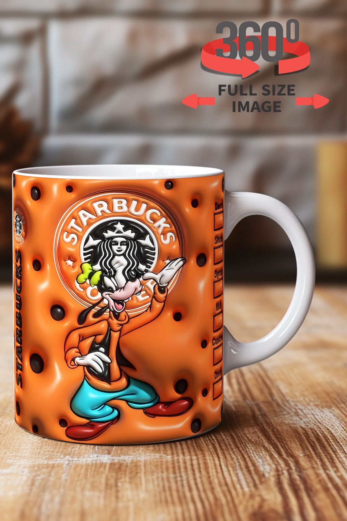 dijital moda tasarım 3D Kabartma Desen Efektli "Mickey" Kişiye Özel Hediyelik Porselen Kupa Bardak Minnie Goofy