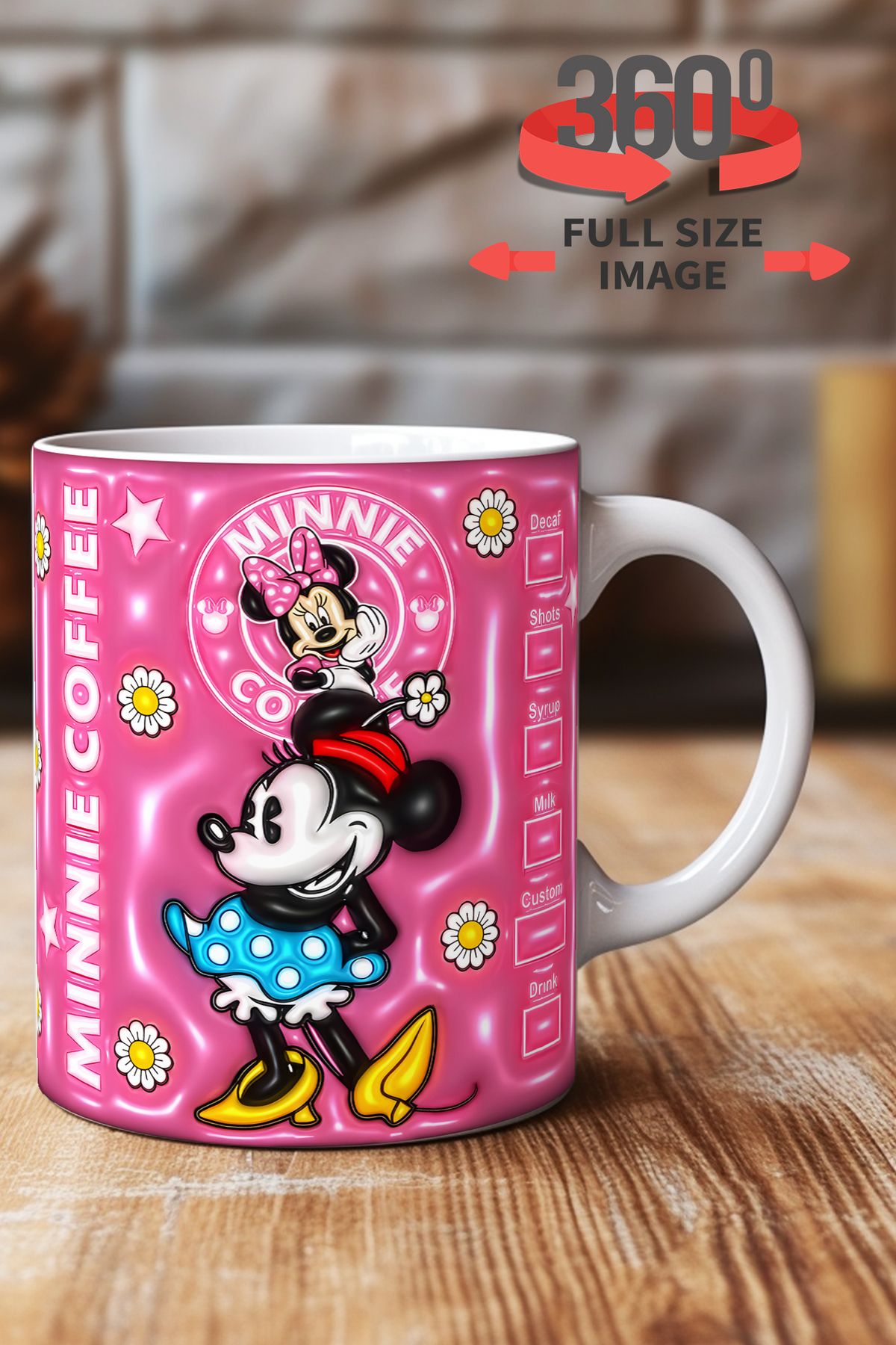 dijital moda tasarım 3D Kabartma Desen Efektli "Mickey" Kişiye Özel Hediyelik Porselen Kupa Bardak Minnie Goofy