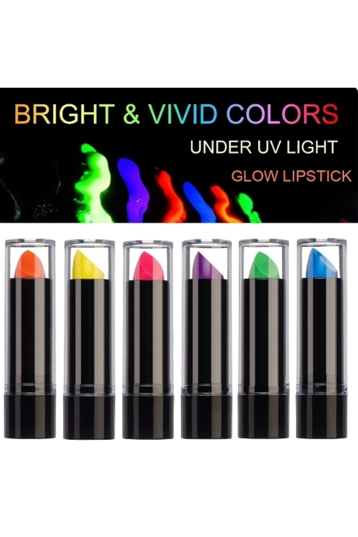 STOREMAX Karanlıkta Parlayan Yanan UV Neon Ruj Yüz Boyama 6 Adet 6 Renk (5047)