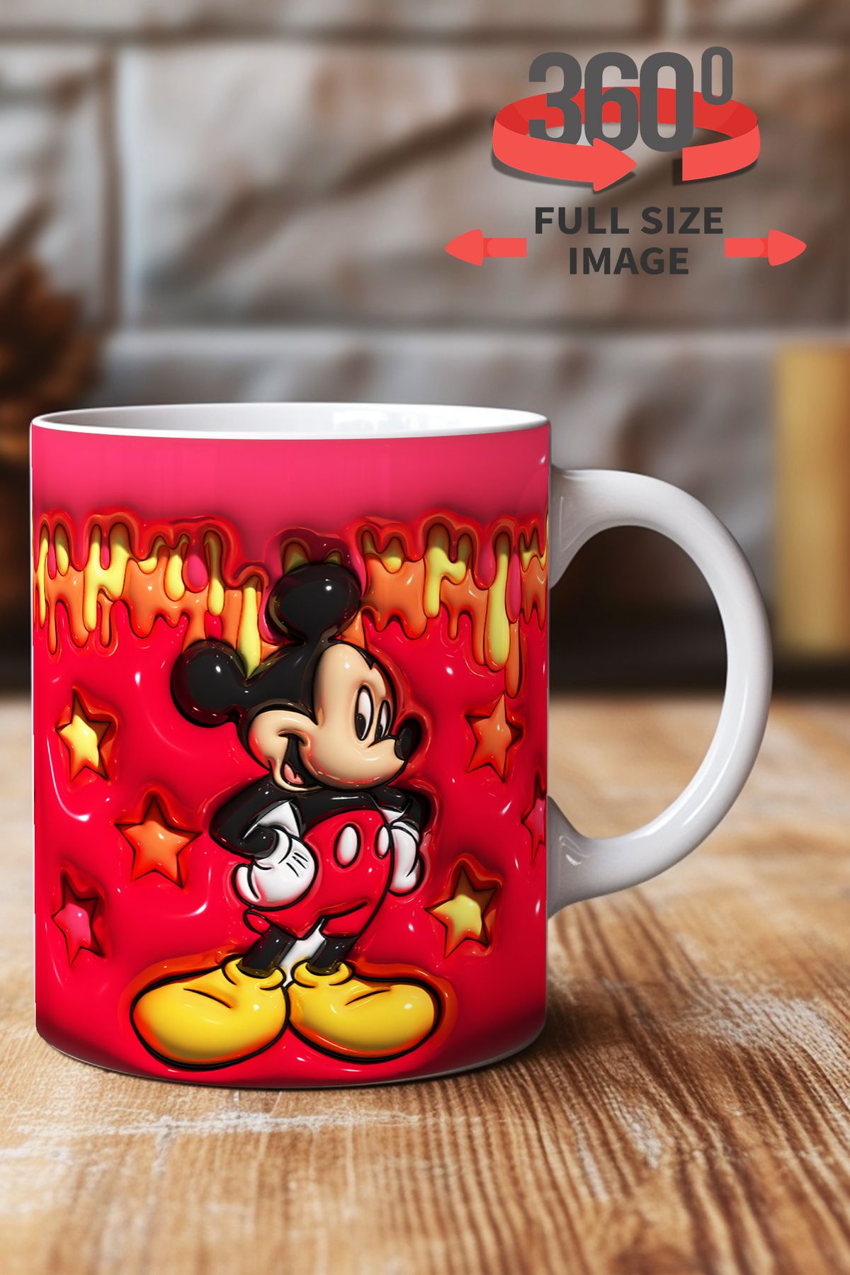 dijital moda tasarım 3D Kabartma Desen Efektli "Mickey" Kişiye Özel Hediyelik Porselen Kupa Bardak Minnie Goofy