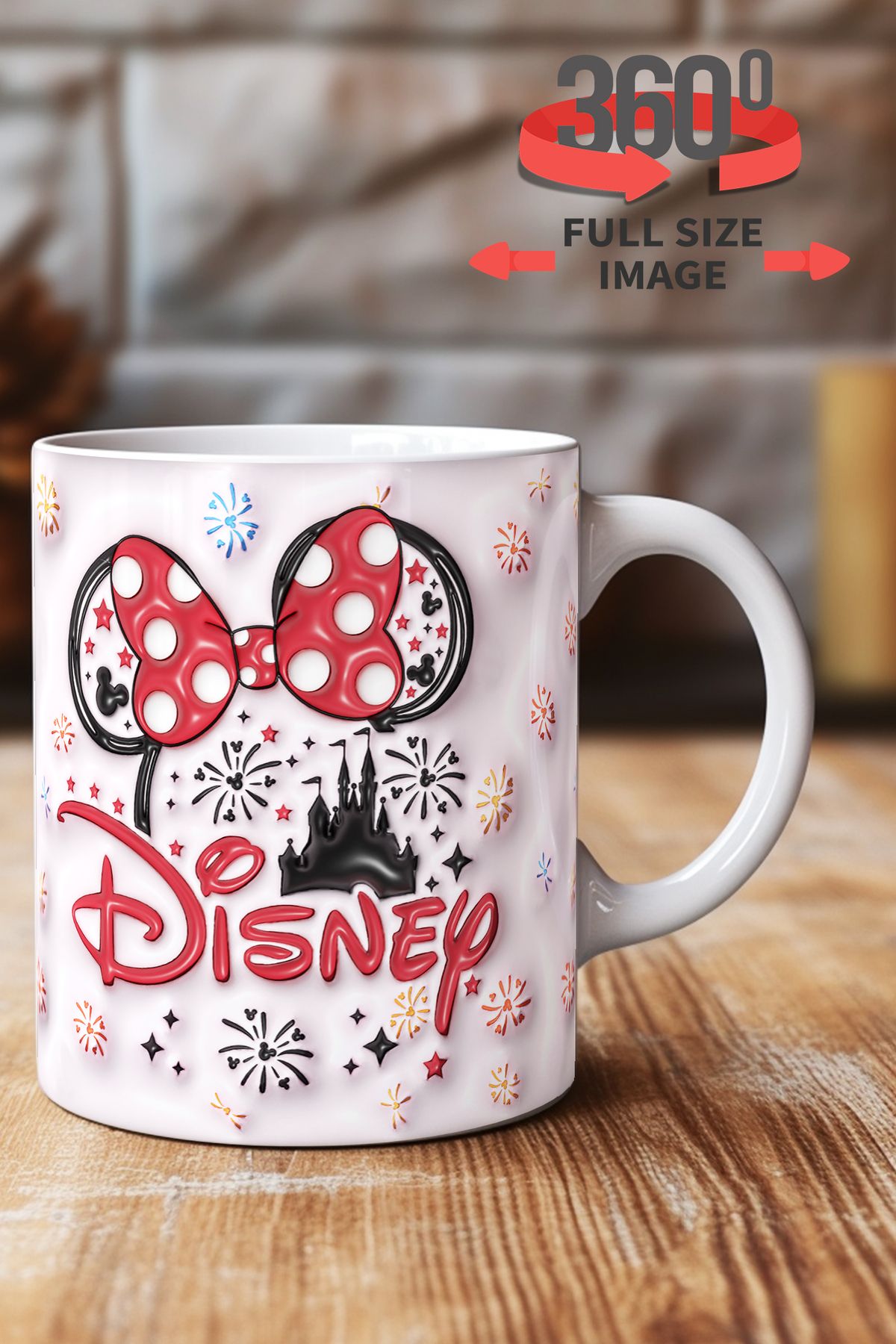 dijital moda tasarım 3D Kabartma Desen Efektli "Mickey" Kişiye Özel Hediyelik Porselen Kupa Bardak Minnie Goofy