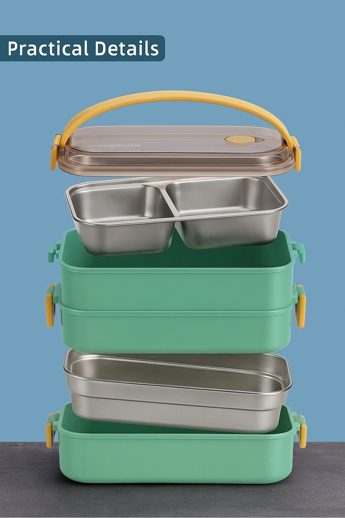 Vagon-B&d 2 layer stainless steel nutrition container 1400 ml - easy lock expedition container 4