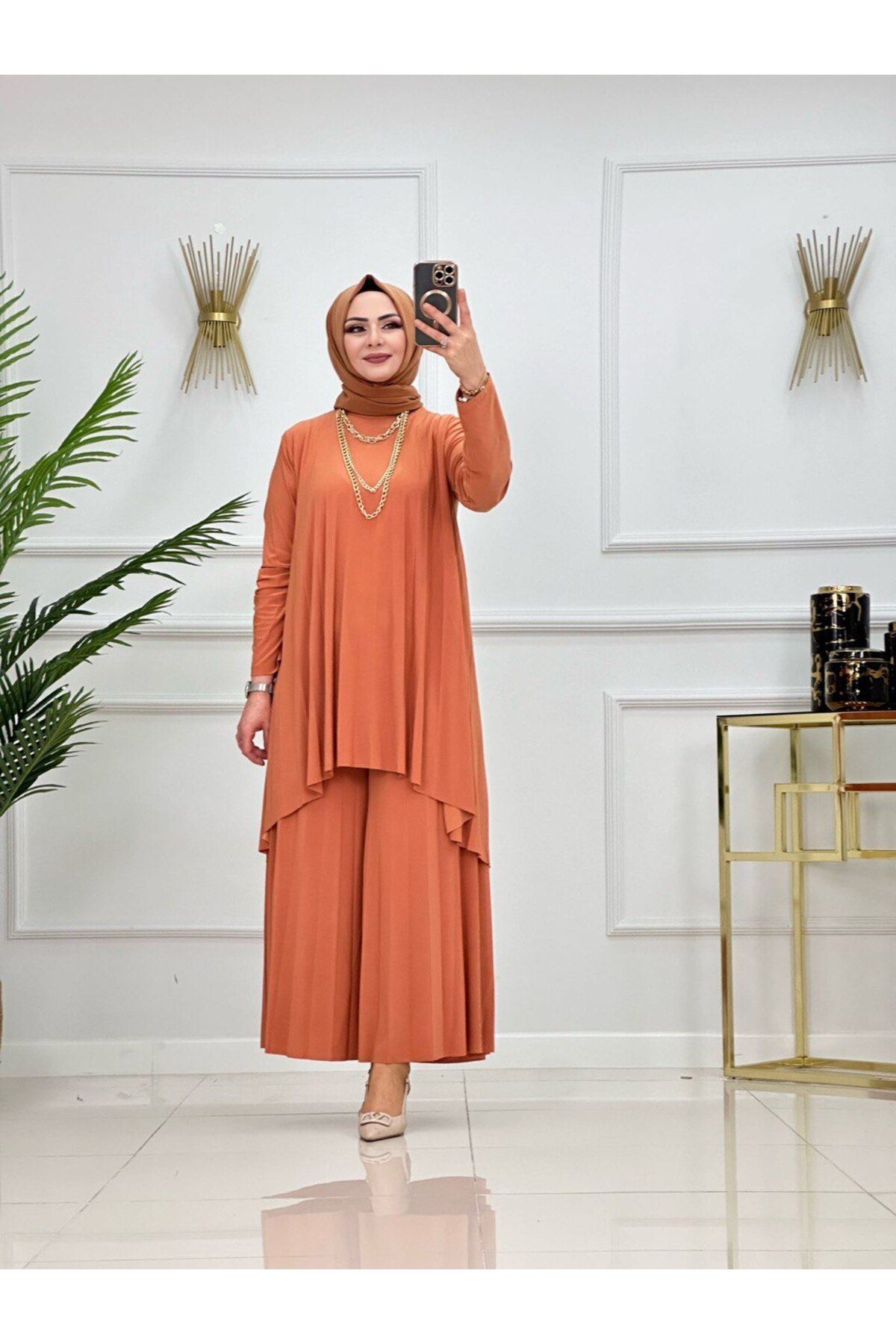Enans Design Kadın Tesettür 2'Li Takım Pantolon & Tunik