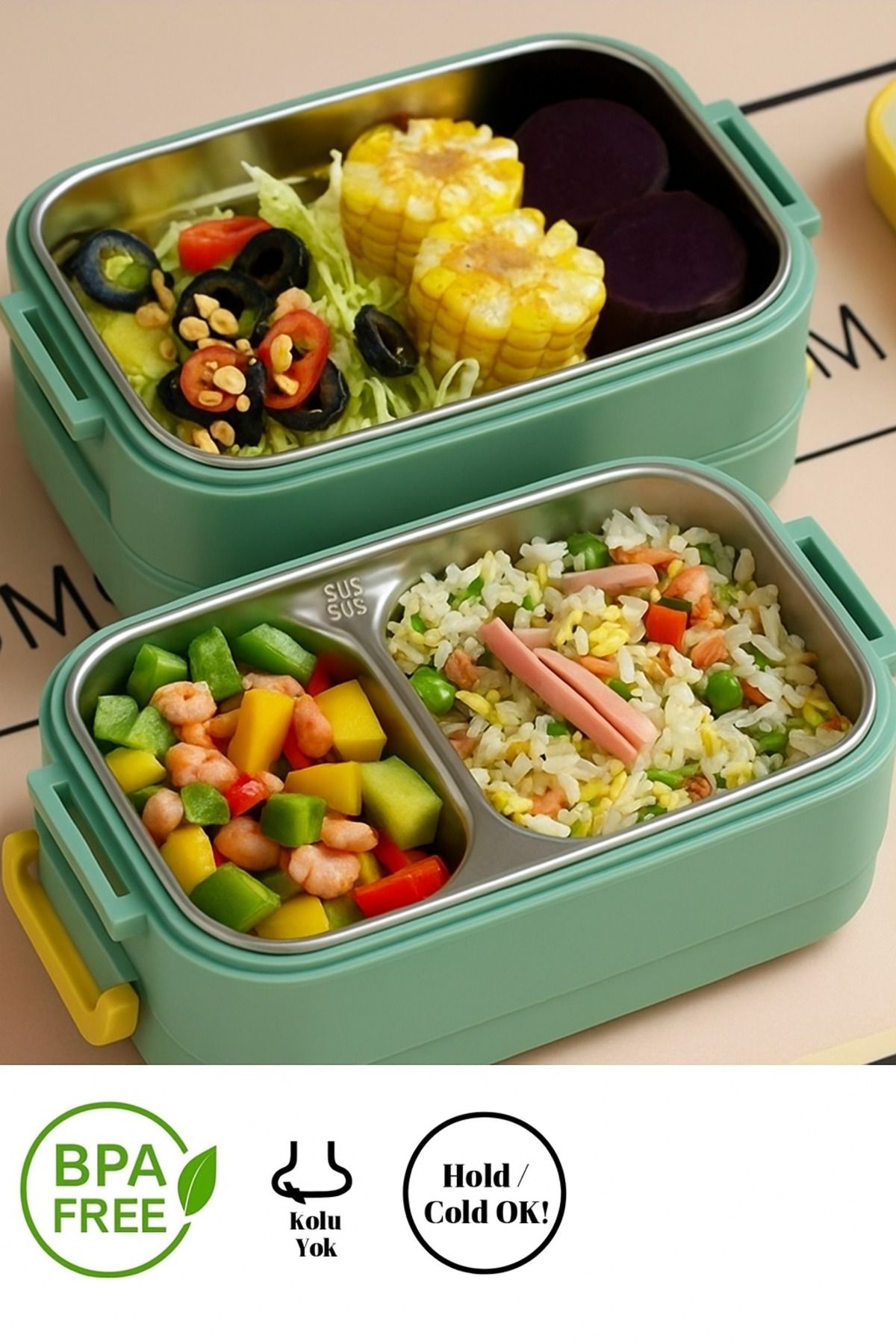 Vagon-B&d 2 layer stainless steel nutrition container 1400 ml - easy lock expedition container 3
