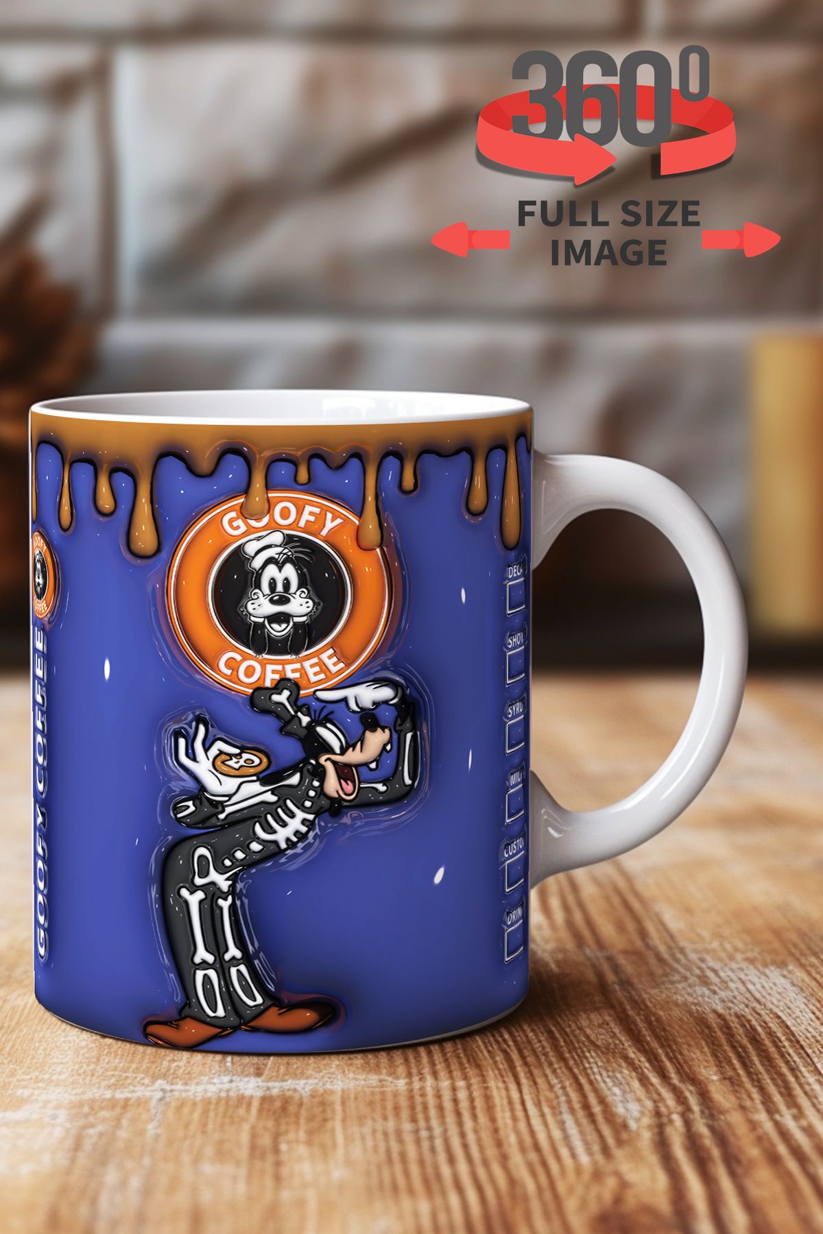 dijital moda tasarım 3D Kabartma Desen Efektli "Mickey" Kişiye Özel Hediyelik Porselen Kupa Bardak Minnie Goofy