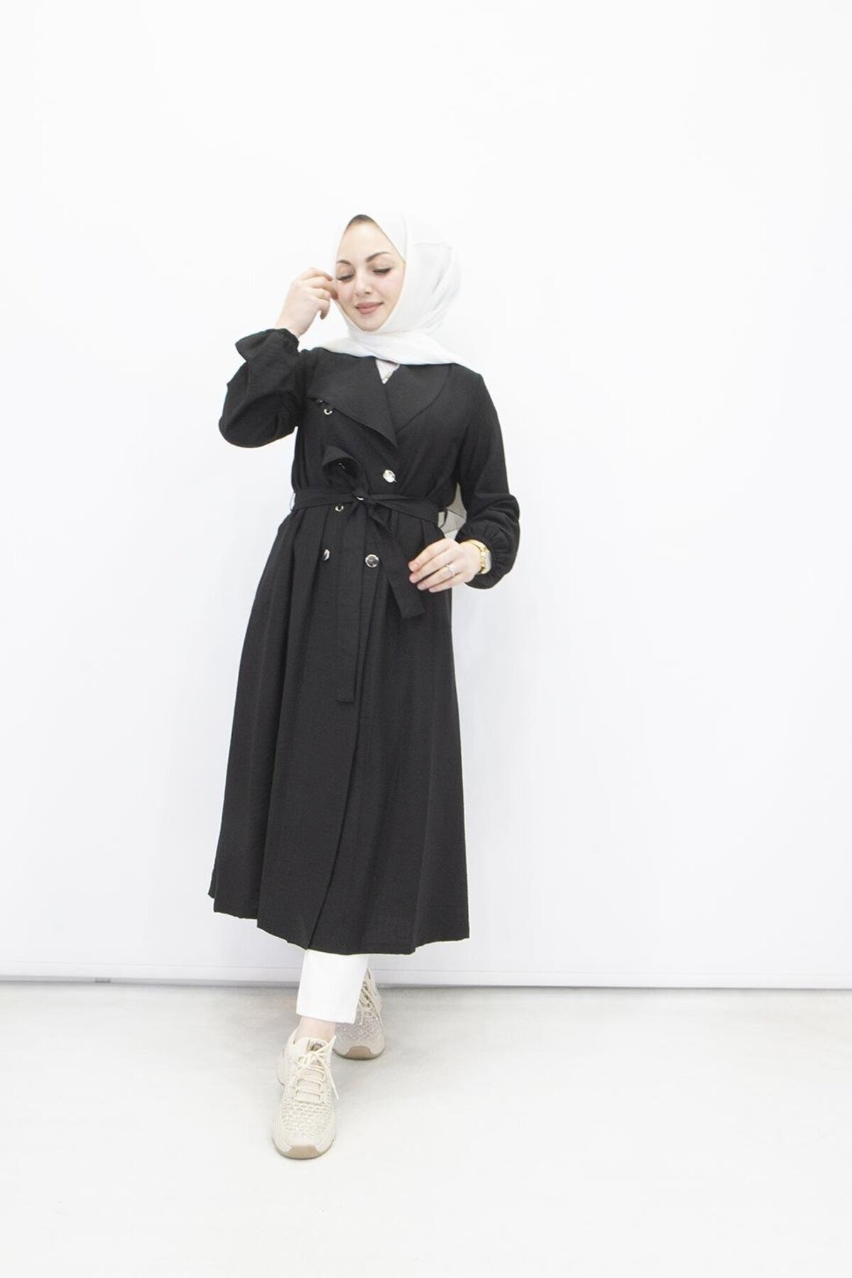feray kaya-0291 Feray Kaya 0291 Ezel Strawberry Fabric Trench Coat 2