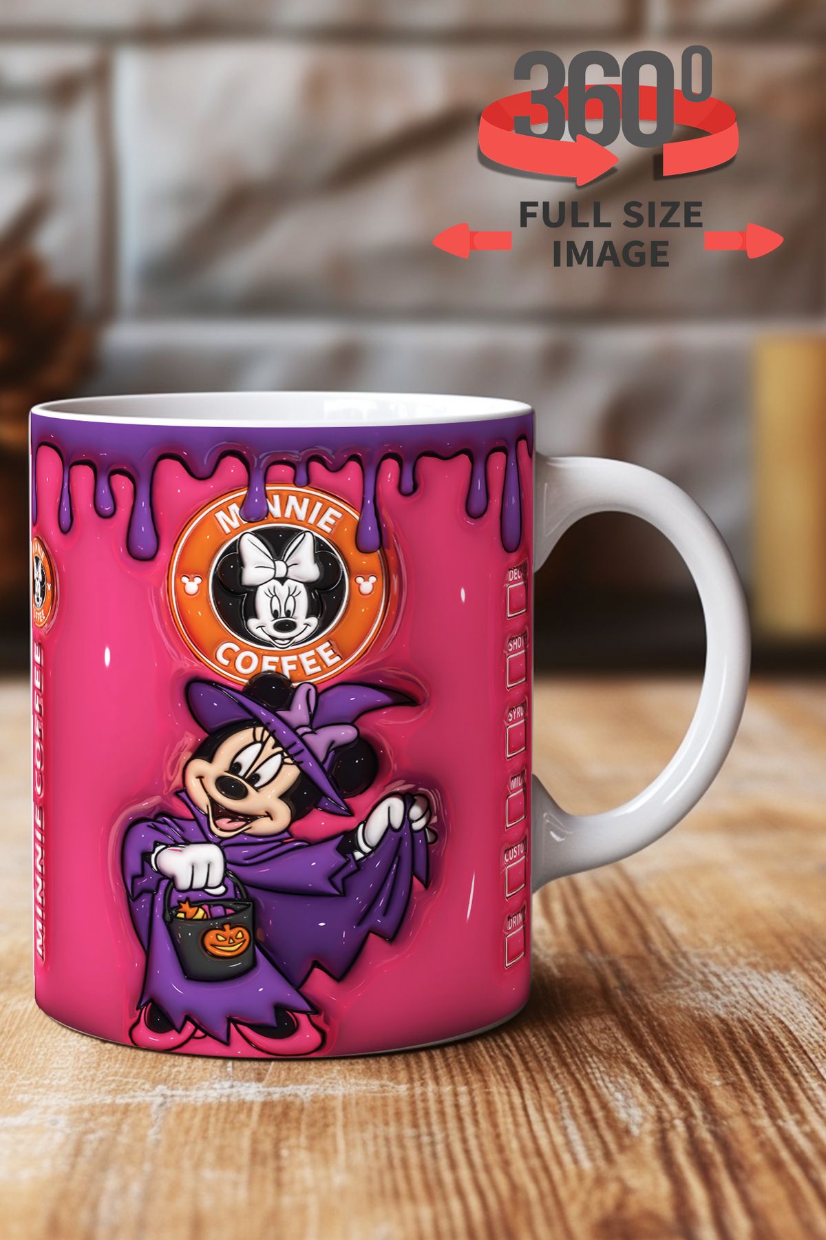 dijital moda tasarım 3D Kabartma Desen Efektli "Mickey" Kişiye Özel Hediyelik Porselen Kupa Bardak Minnie Goofy