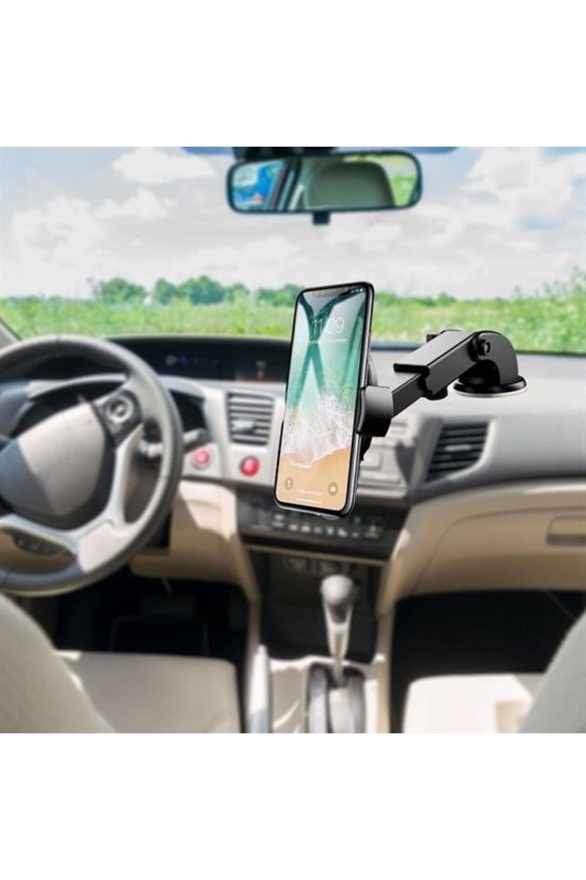 New Things 360 Derece Dönen Torpido Üstü Uzunluk Ayarlamalı Vantuzlu Teleskopik Araç Telefon Tutucu