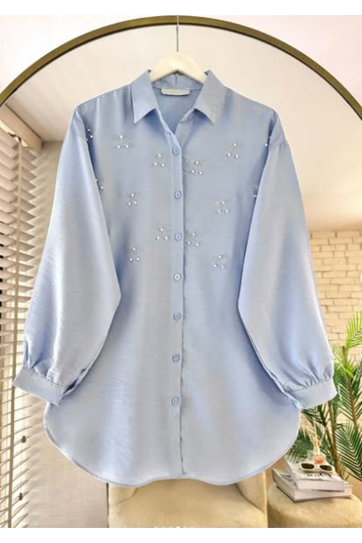 Butik Eylül ,Fiyonk Nakışlı Keten Gömlek
