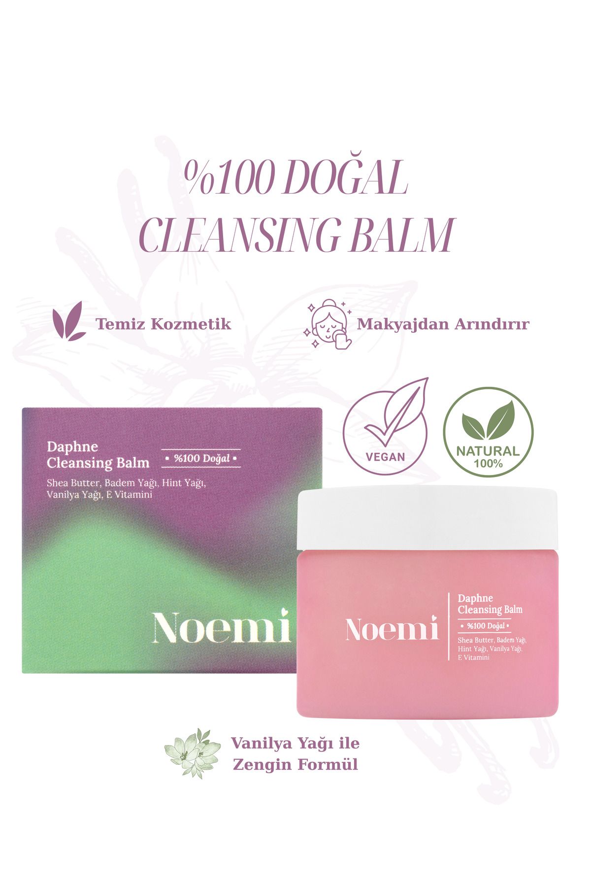 Noemi %100 Doğal Makyaj Temizleme Balmı - Make Up Remover Balm - Vanilya Kokulu - 100ml