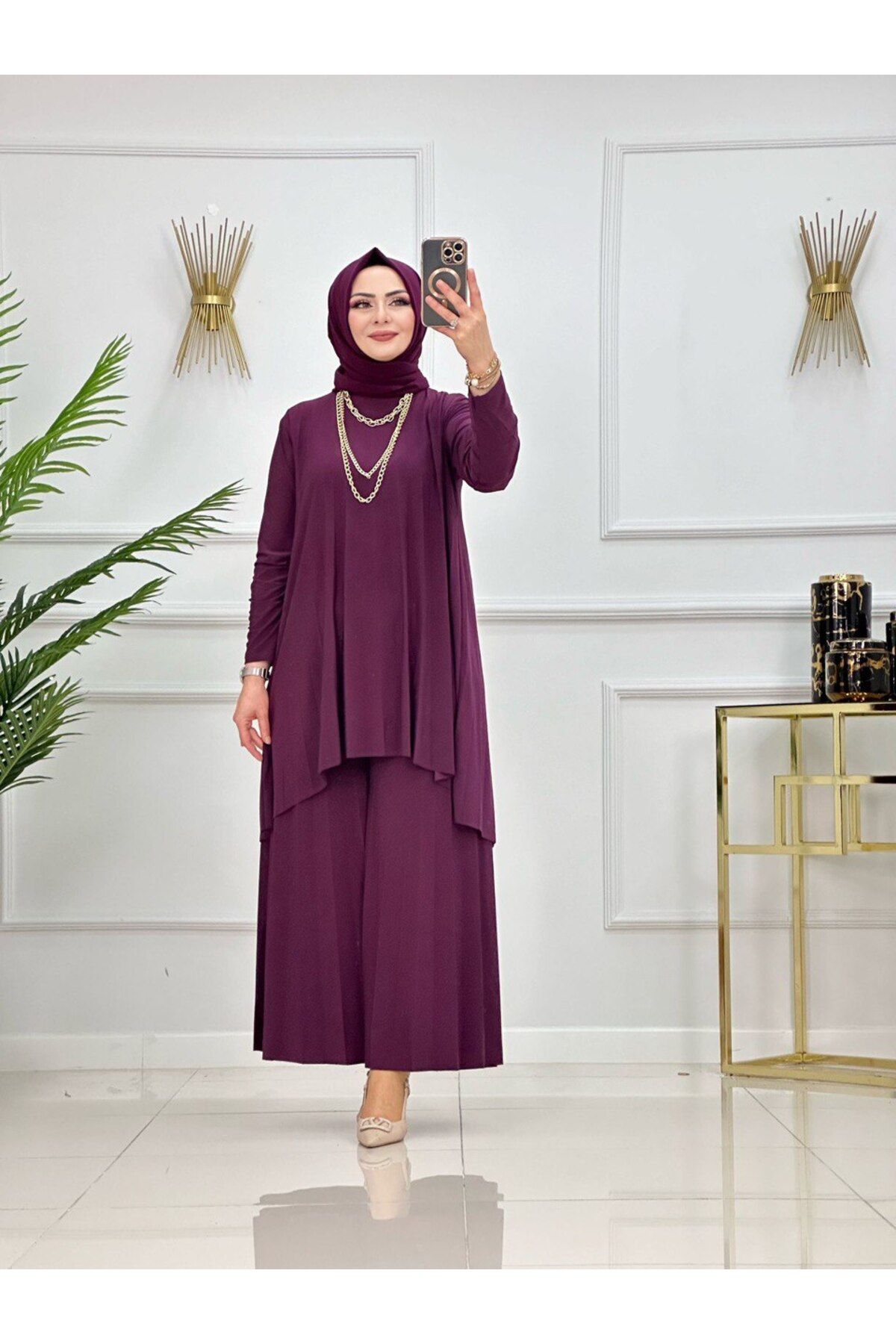 Enans Design Kadın Tesettür 2'Li Takım Pantolon & Tunik