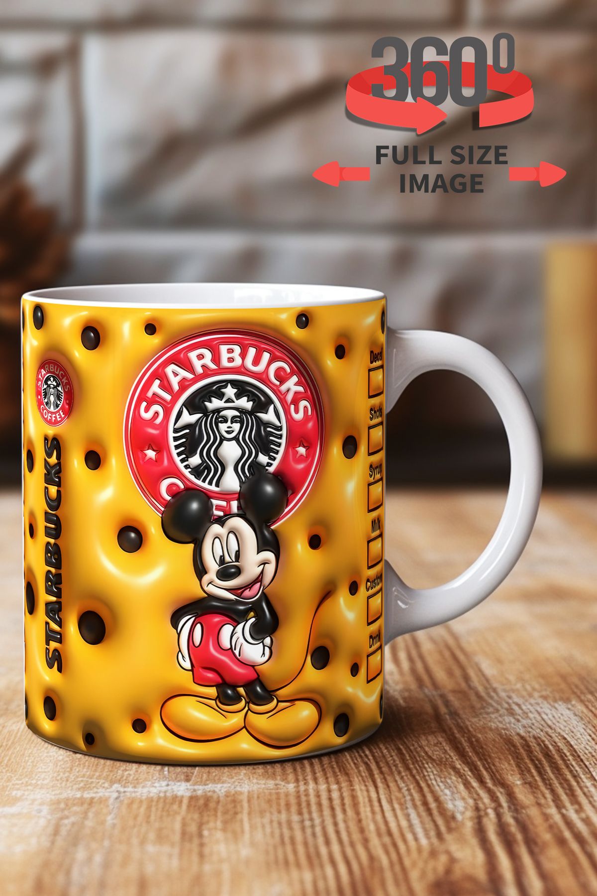 dijital moda tasarım 3D Kabartma Desen Efektli "Mickey" Kişiye Özel Hediyelik Porselen Kupa Bardak Minnie Goofy