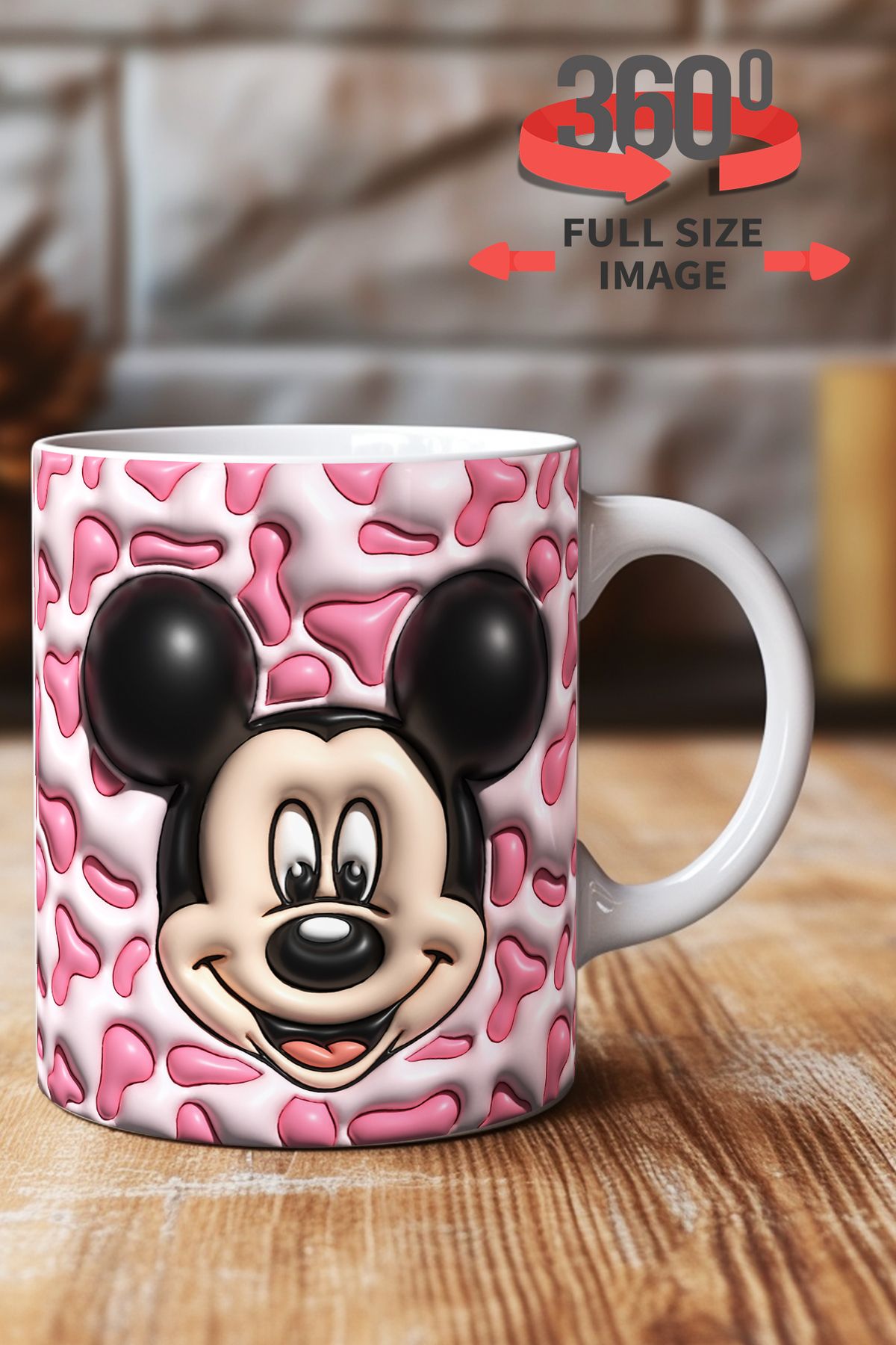 dijital moda tasarım 3D Kabartma Desen Efektli "Mickey" Kişiye Özel Hediyelik Porselen Kupa Bardak Minnie Goofy
