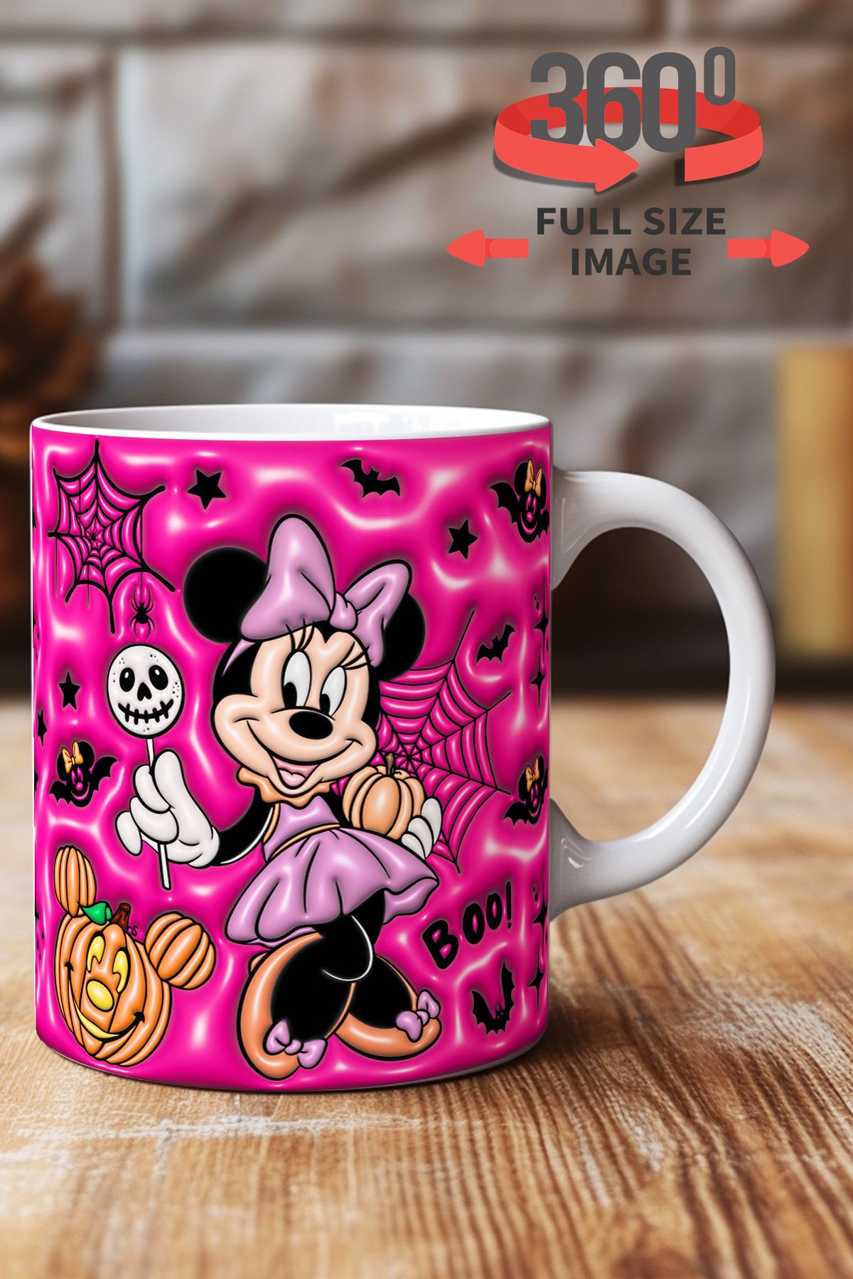 dijital moda tasarım 3D Kabartma Desen Efektli "Mickey" Kişiye Özel Hediyelik Porselen Kupa Bardak Minnie Goofy
