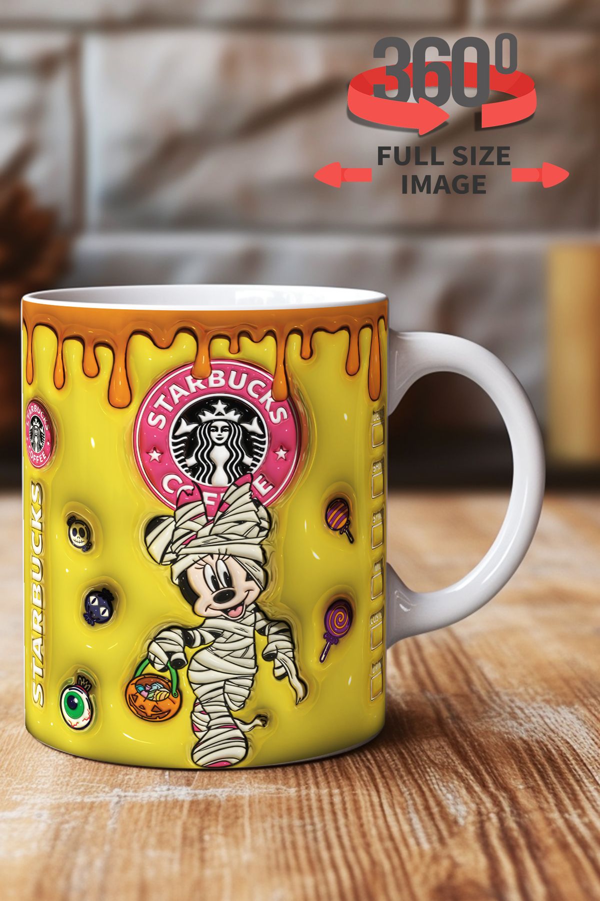 dijital moda tasarım 3D Kabartma Desen Efektli "Mickey" Kişiye Özel Hediyelik Porselen Kupa Bardak Minnie Goofy