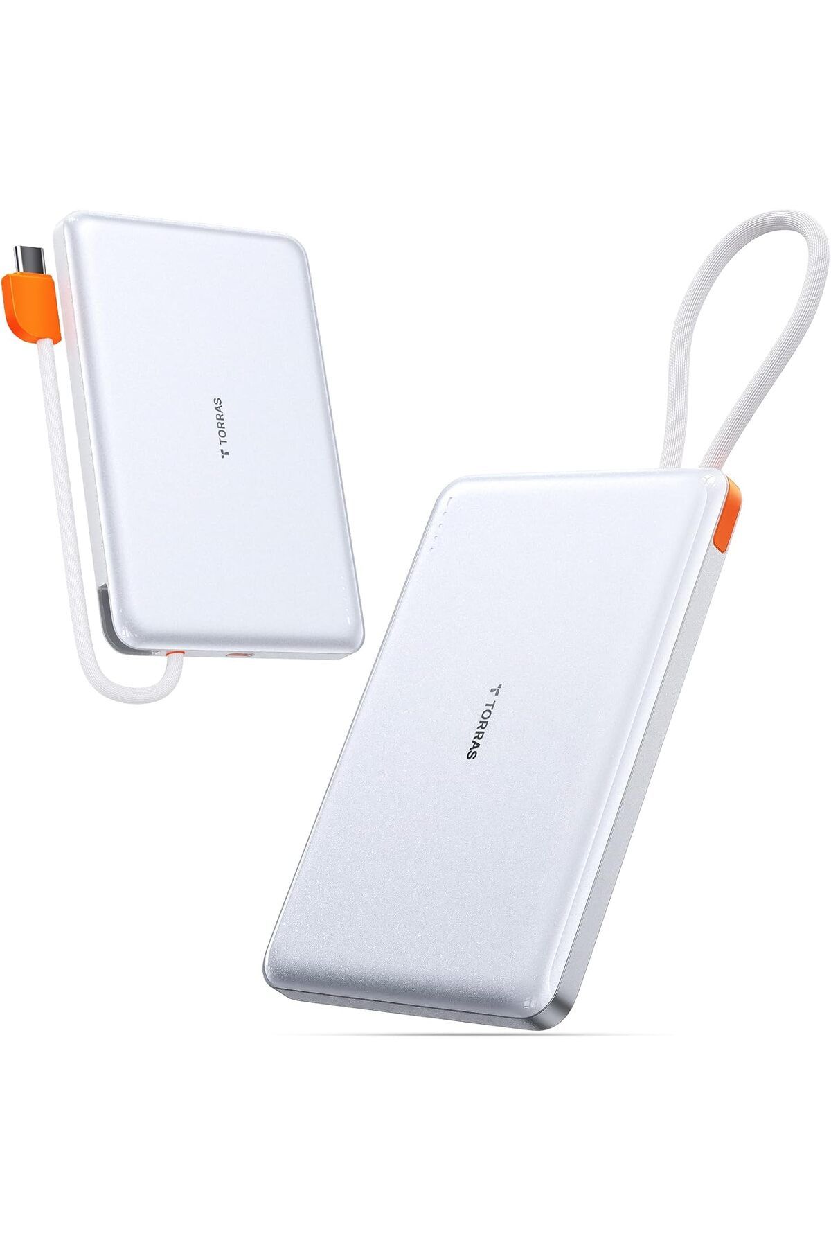 TORRAS-PebbleLink Power Bank With Built-in USB-C Cable,10,000mAh, 22.5W iPhone,Android, White (No-Wireless) 1