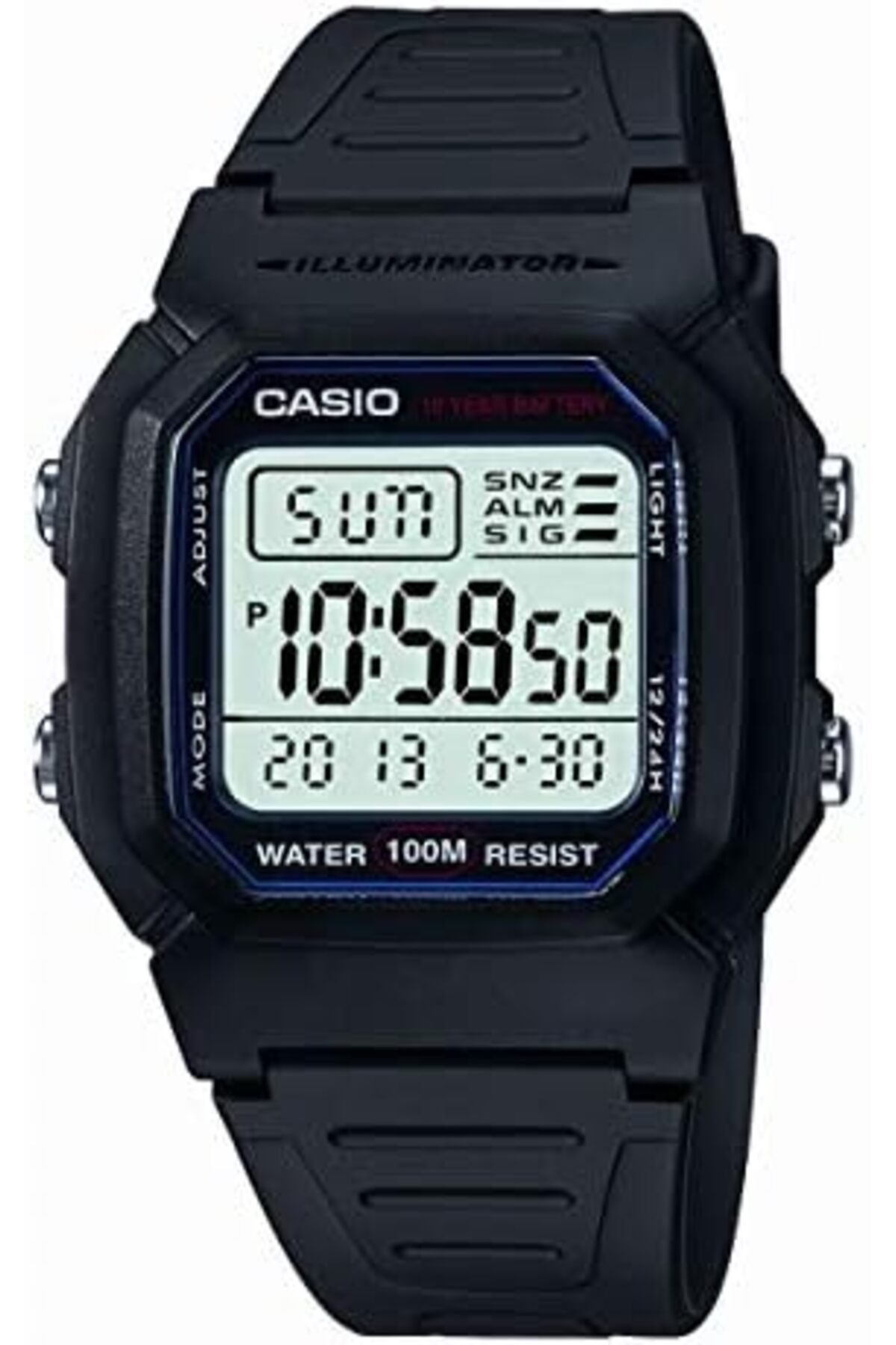 Casio-Quartz Watch for Adults with Digital Display and Resin Band W-800H-1AVDF, Black 1