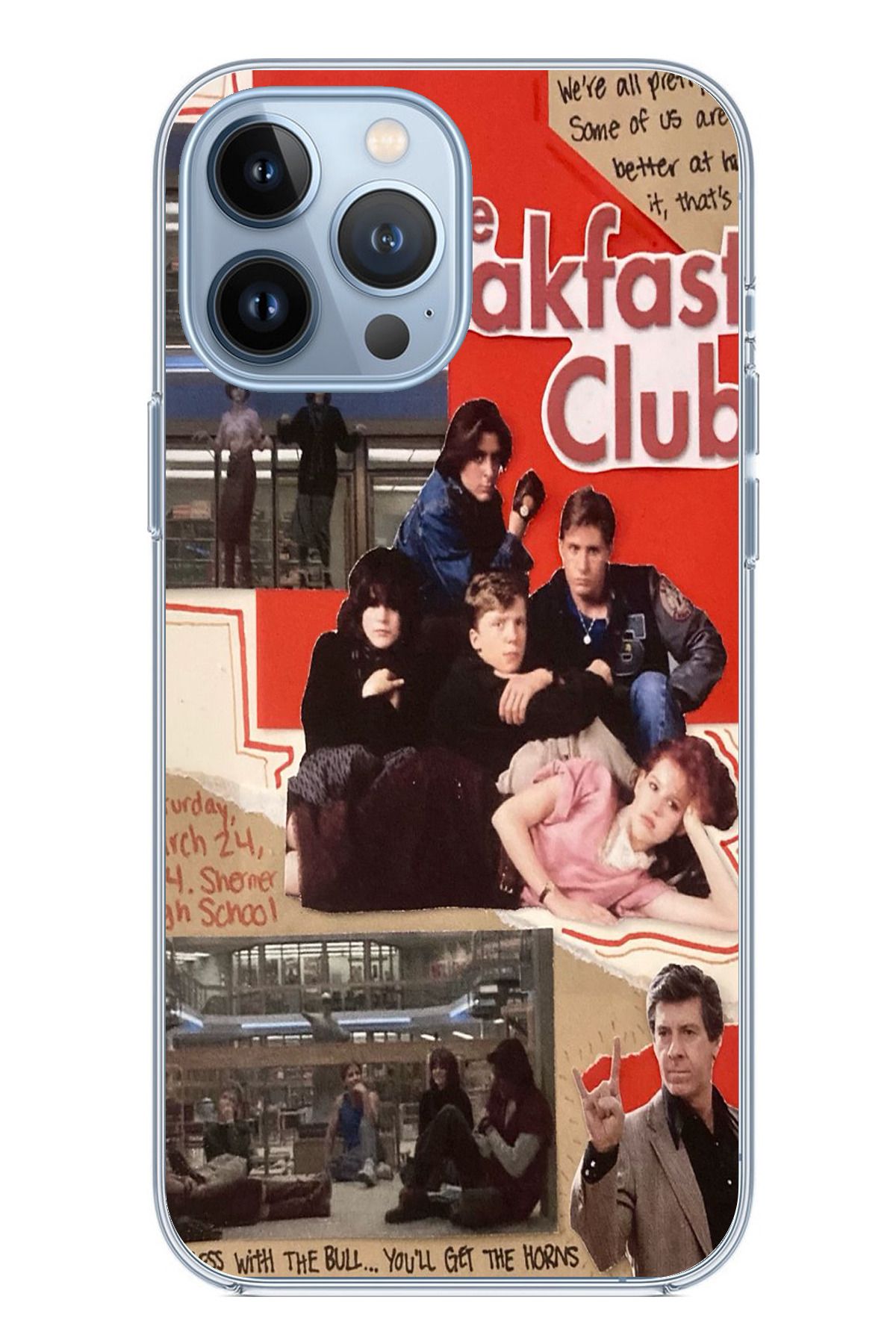 TechTree iPhone 13 PRO Uyumlu Kahvaltı Kulübü - The Breakfast Club Tasarımlı Şeffaf Silikon Kılıf