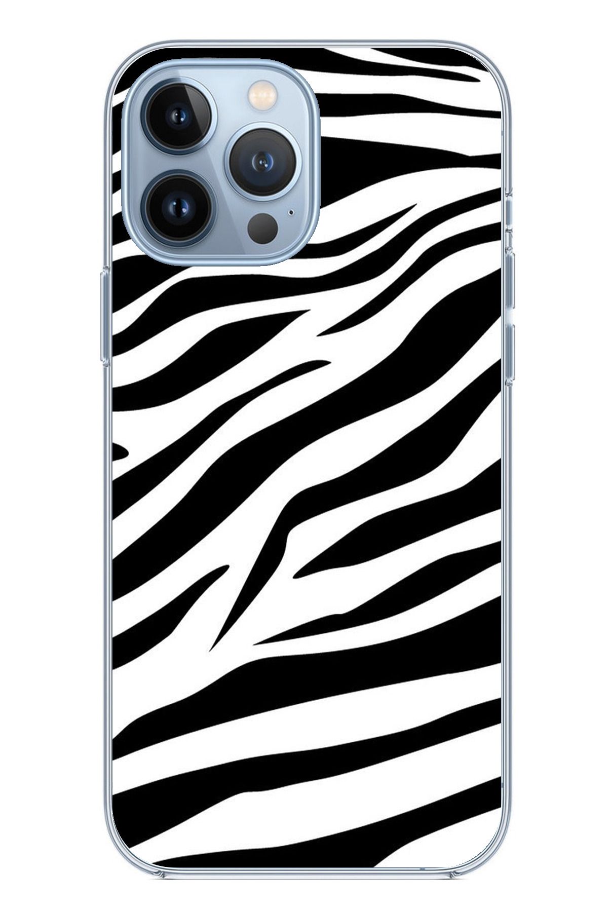 TechTree iPhone 13 PRO MAX Uyumlu Zebra Tasarımlı Şeffaf Silikon Kılıf