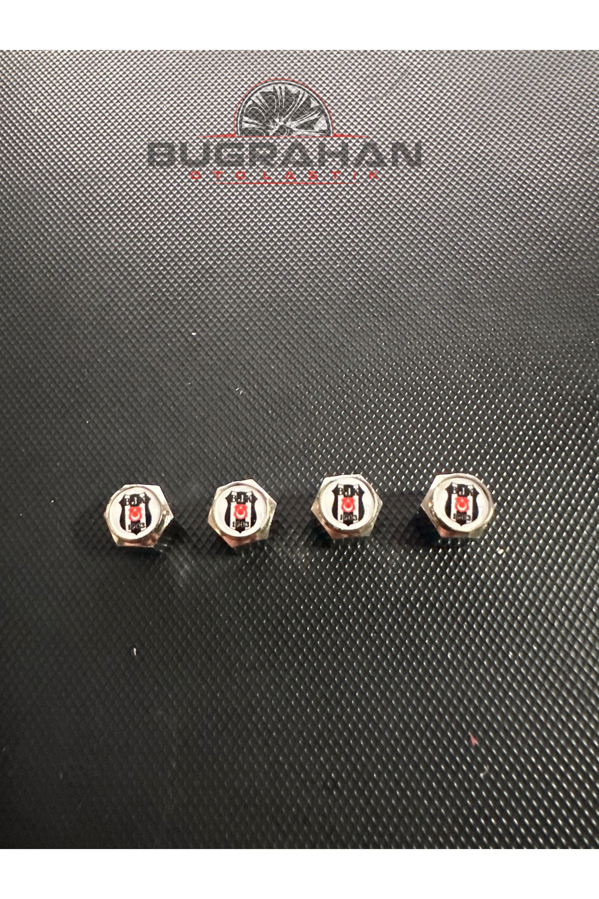 OEM BJK Logolu Sibop Kapağı Tüm Araçlara Uyumlu A Kalite Alüminyum Sibop Kapağı 4 Adet