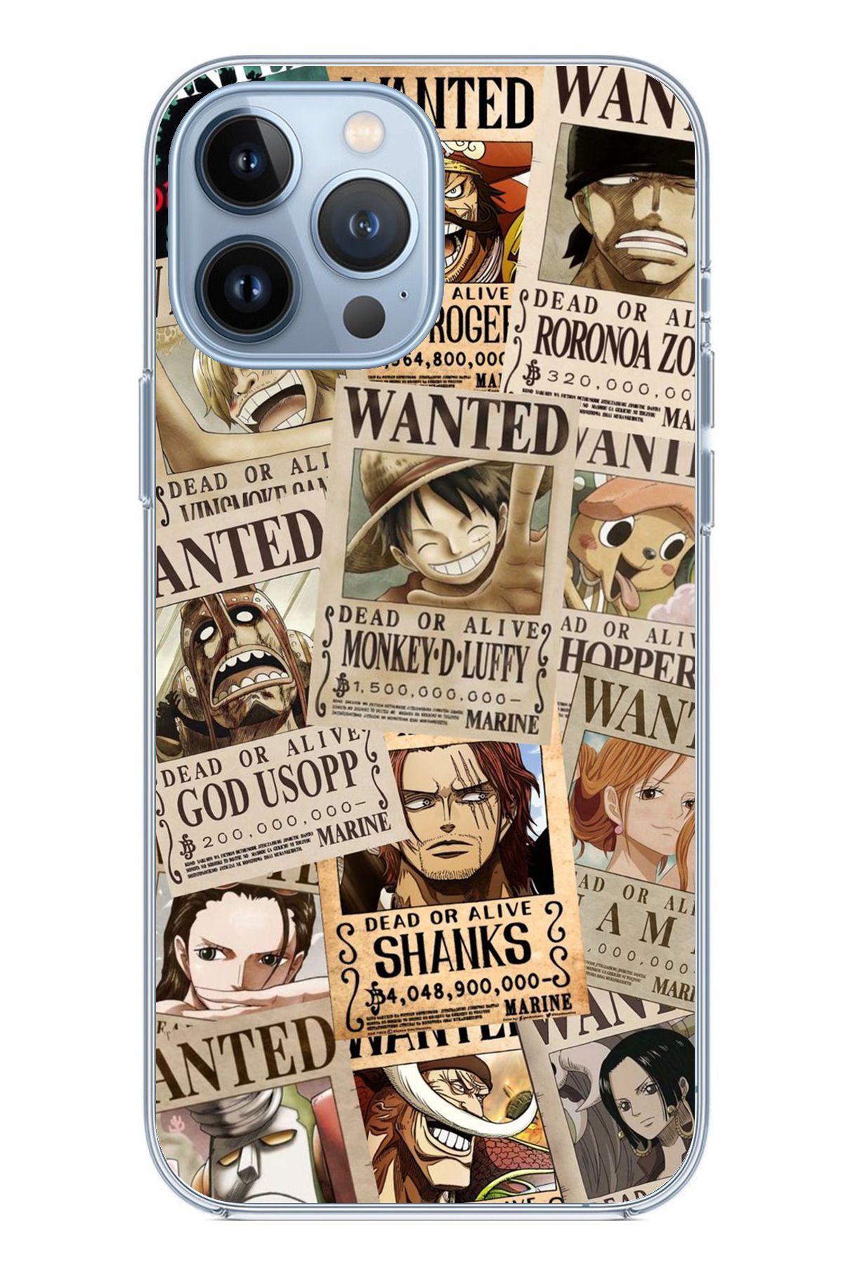 TechTree iPhone 13 PRO Uyumlu One Piece Gazete Tasarımlı Şeffaf Silikon Kılıf
