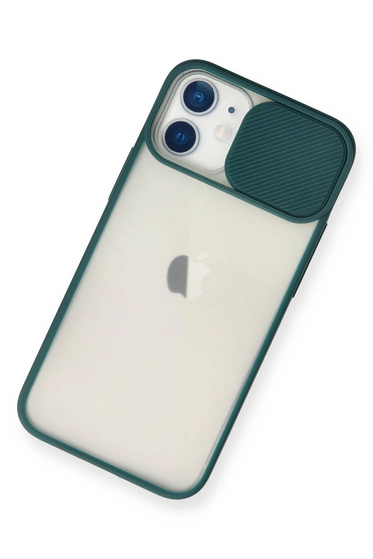 NewFace iPhone 11 Kılıf Palm Buzlu Kamera Sürgülü Silikon - Yeşil SVLRS