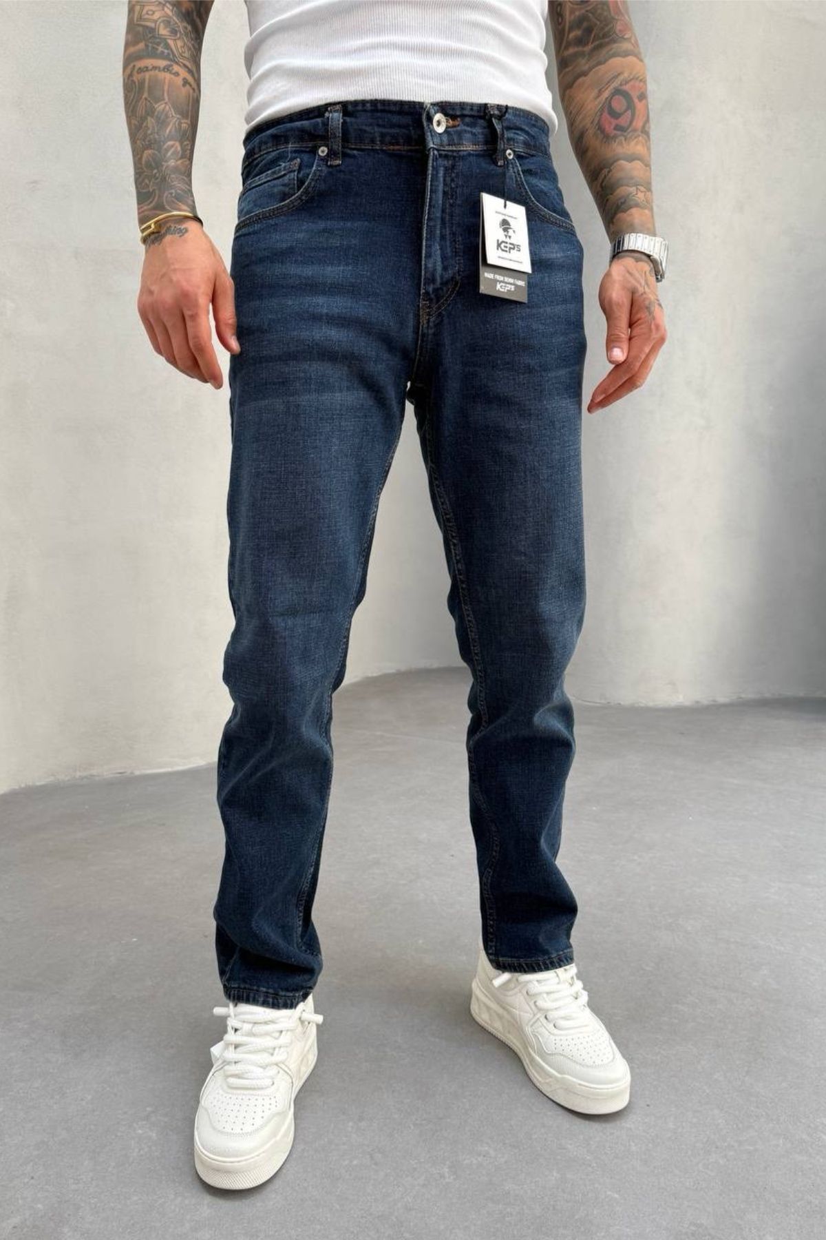 MADZEYMODA Mavi Denim Kumaş Likralı Regular Kalıp Erkek Jean Kot Pantolon KE-674