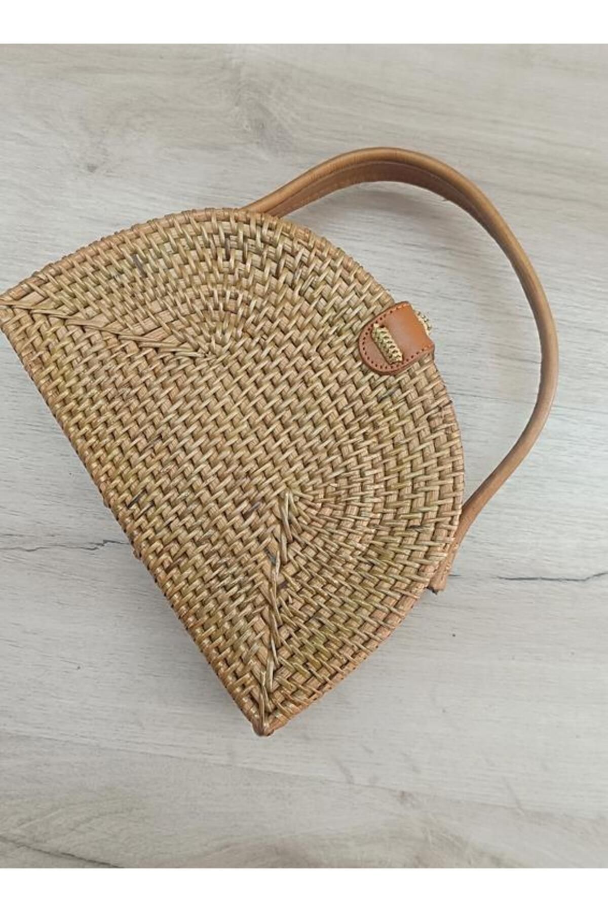 Hd Marketim Çanta Bambu Rattan El Yapımı Deri Askı Kadın Hasır El Çantası Kutu Model