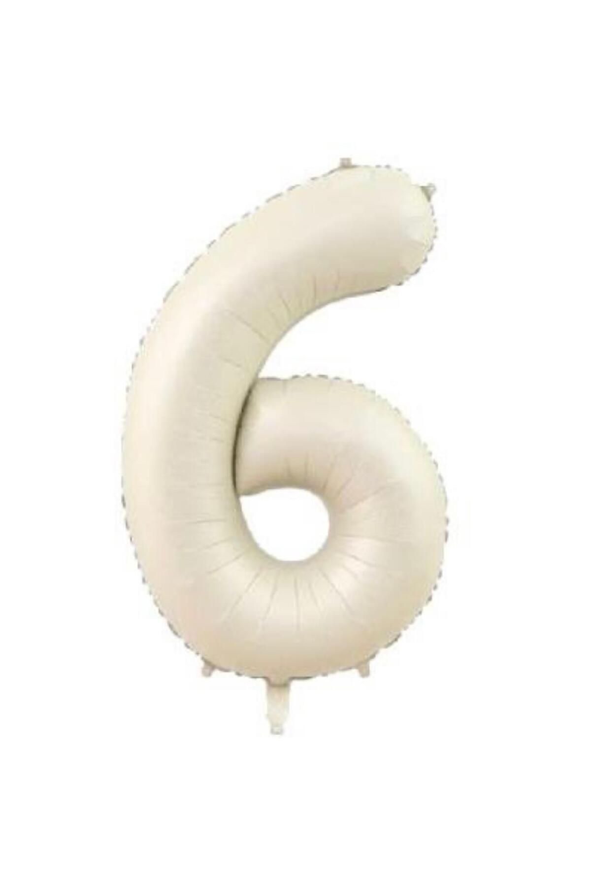 MİNAY 6 RAKAM FOLYO BALON KREM RENK 34" 76cm