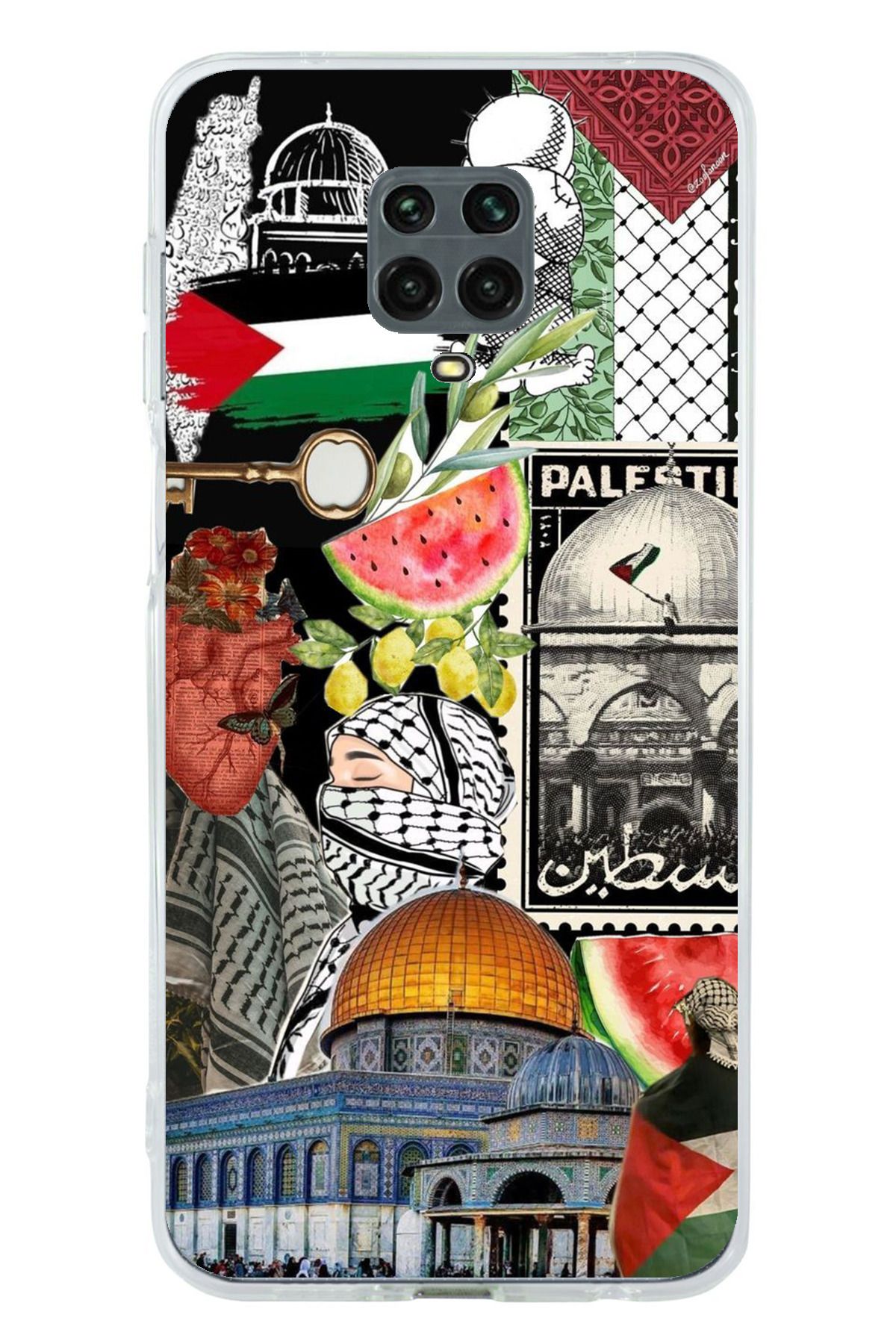 TechTree Redmi Note 9S / 9 PRO Uyumlu Filistin Özgürlük Kolajı Şeffaf Silikon Kılıf