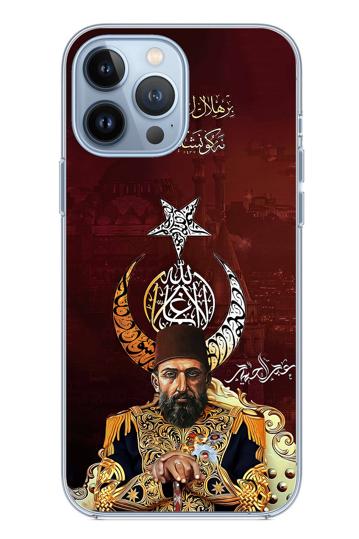 TechTree iPhone 13 PRO MAX Uyumlu Abdülhamid Han Şeffaf Silikon Kılıf