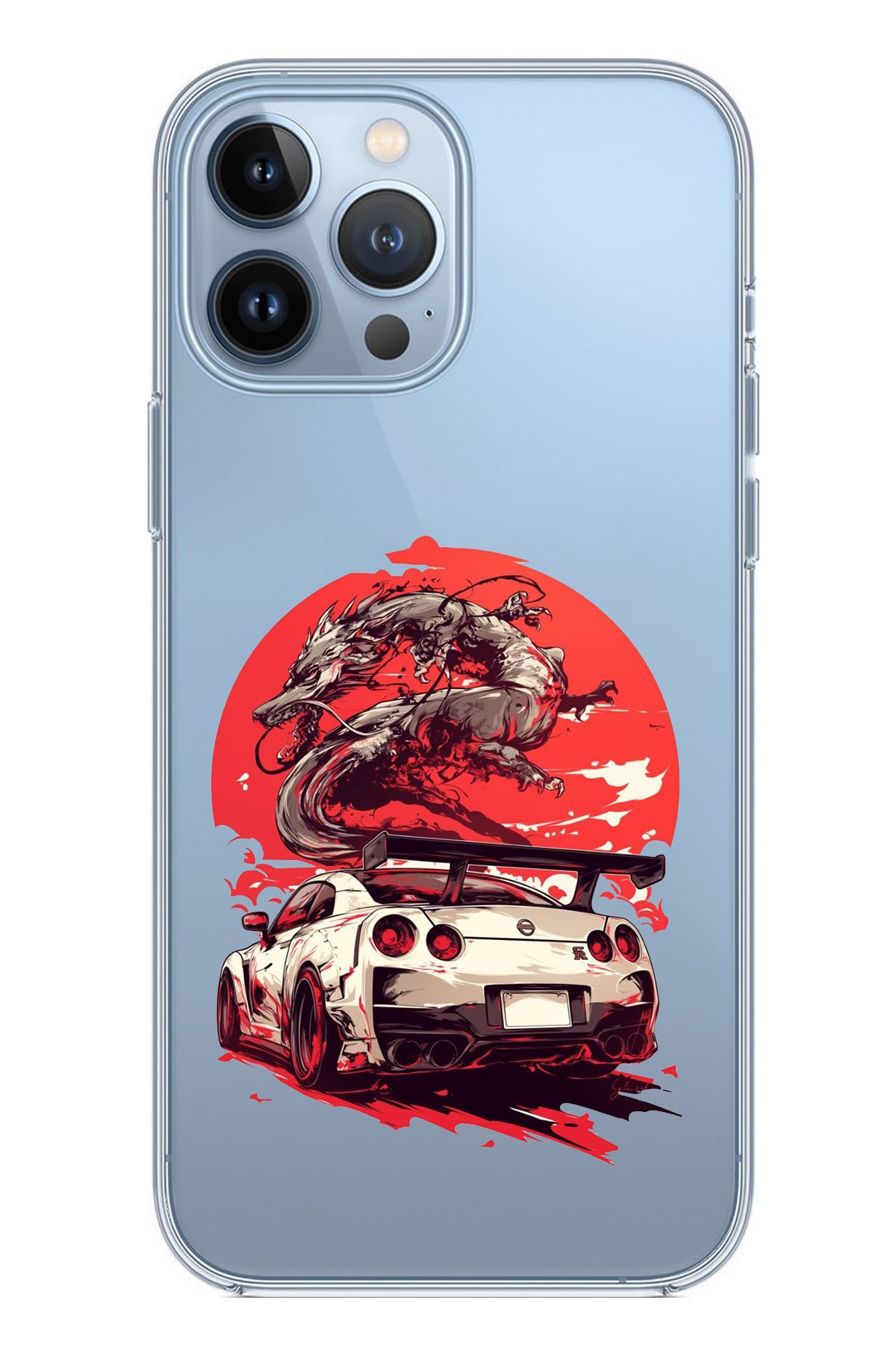 TechTree iPhone 13 PRO Uyumlu GTR Ejderha Tasarımlı Şeffaf Silikon Kılıf
