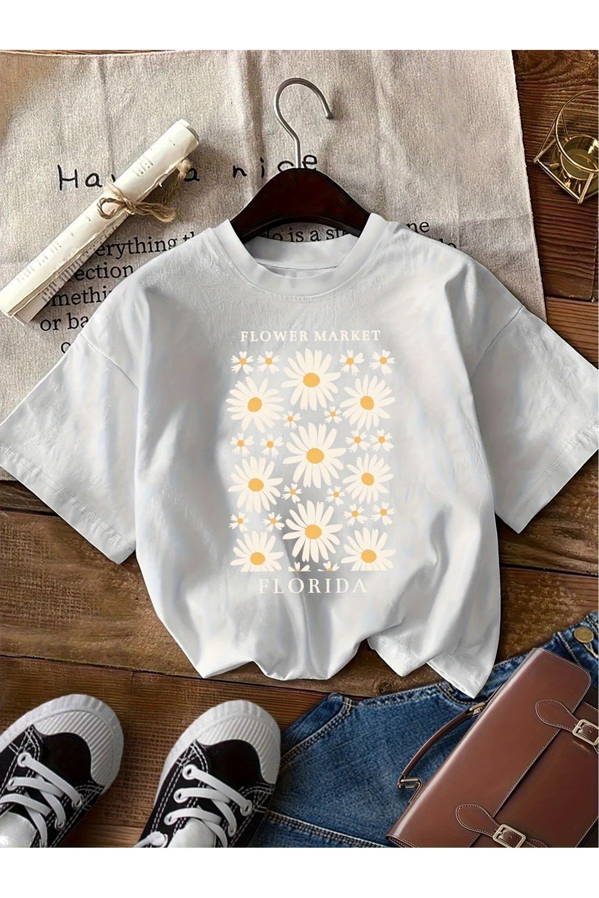Ferhatlı Kadın Yazlık Tişört Baskılı Oversize