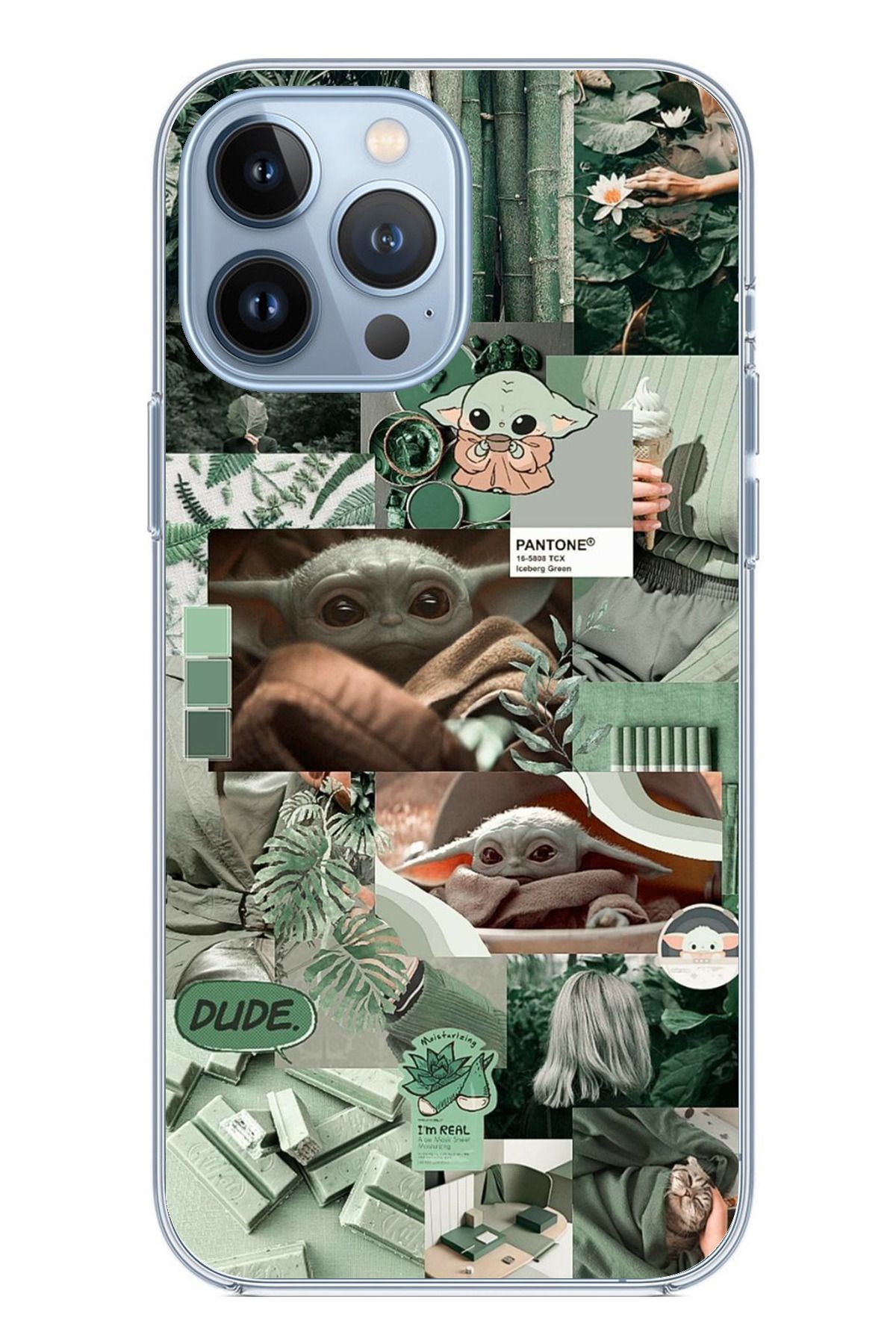 TechTree iPhone 13 PRO MAX Uyumlu Yoda Kolaj Şeffaf Silikon Kılıf
