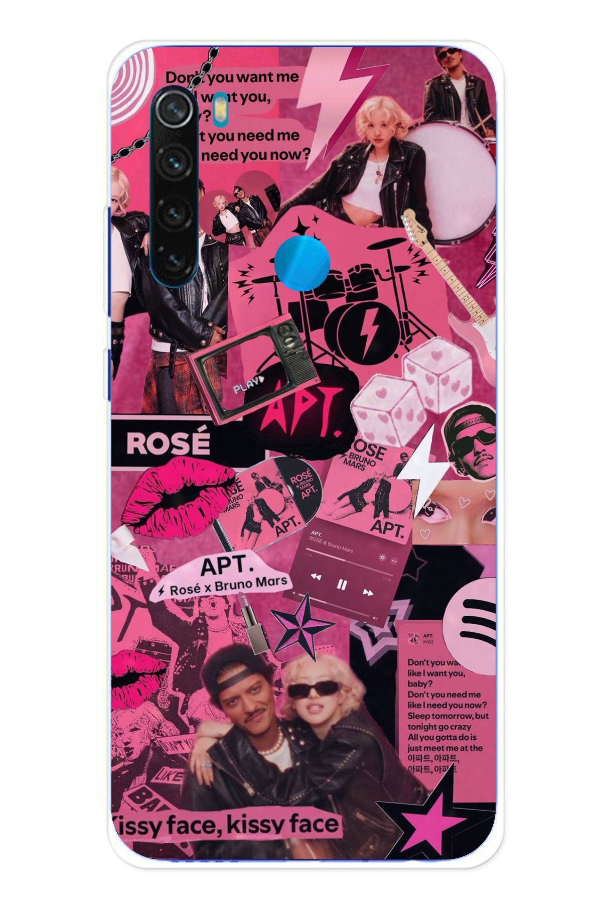 TechTree Redmi Note 8 Uyumlu Blackpink Kolaj Şeffaf Silikon Kılıf