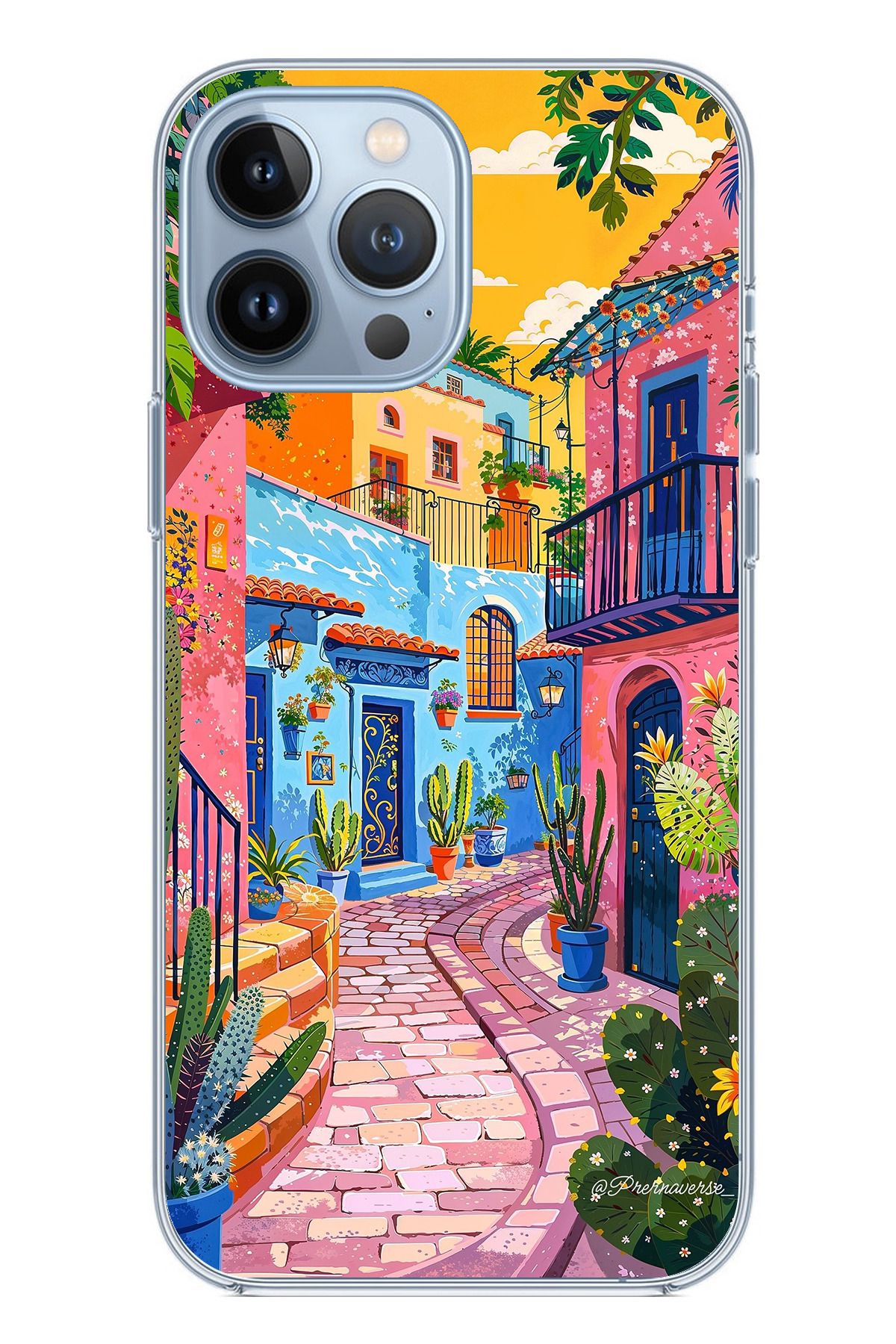 TechTree iPhone 13 PRO MAX Uyumlu Renkli Sanat Sokak Silikon Kılıf