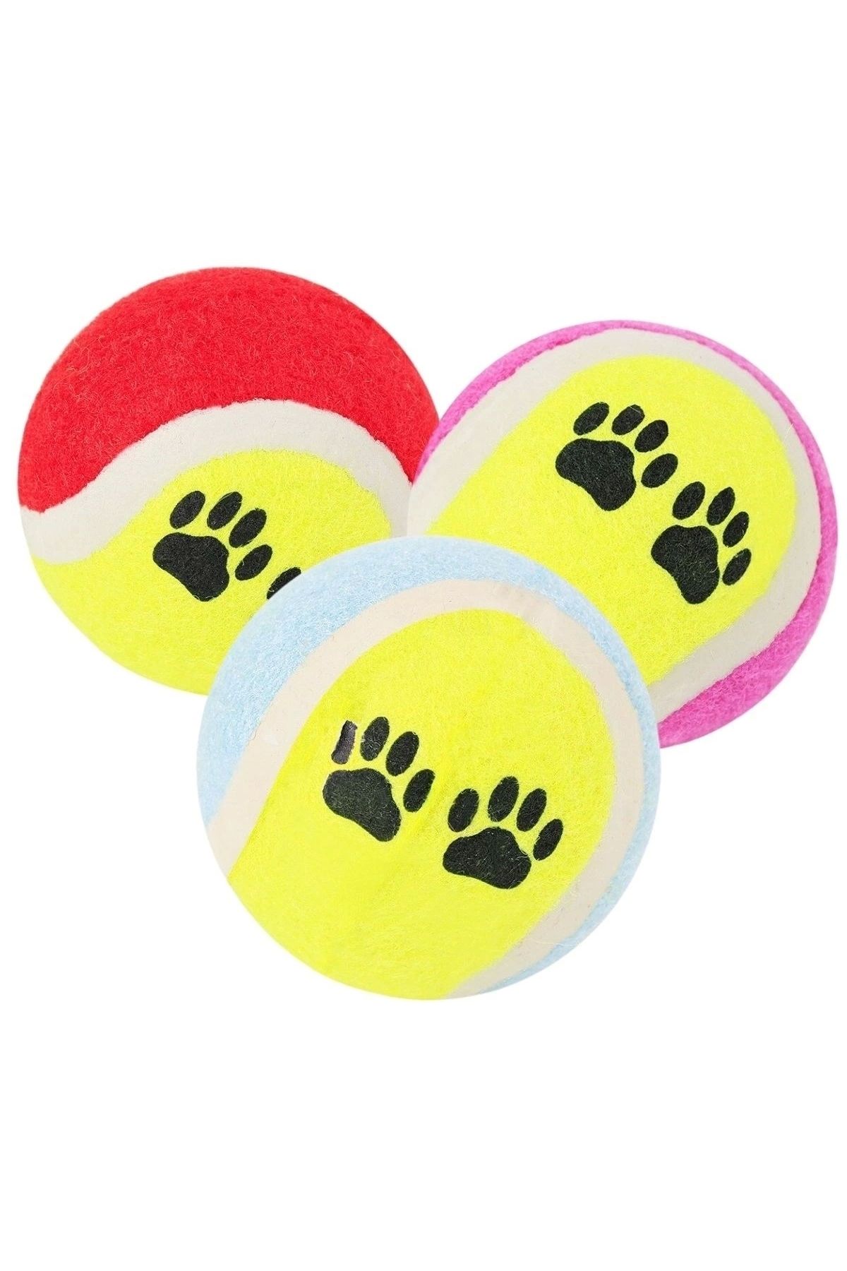 STOREMAX 3&apos;lü Renkli Desenli Tenis Topu Kedi Köpek Oyuncağı (5047)