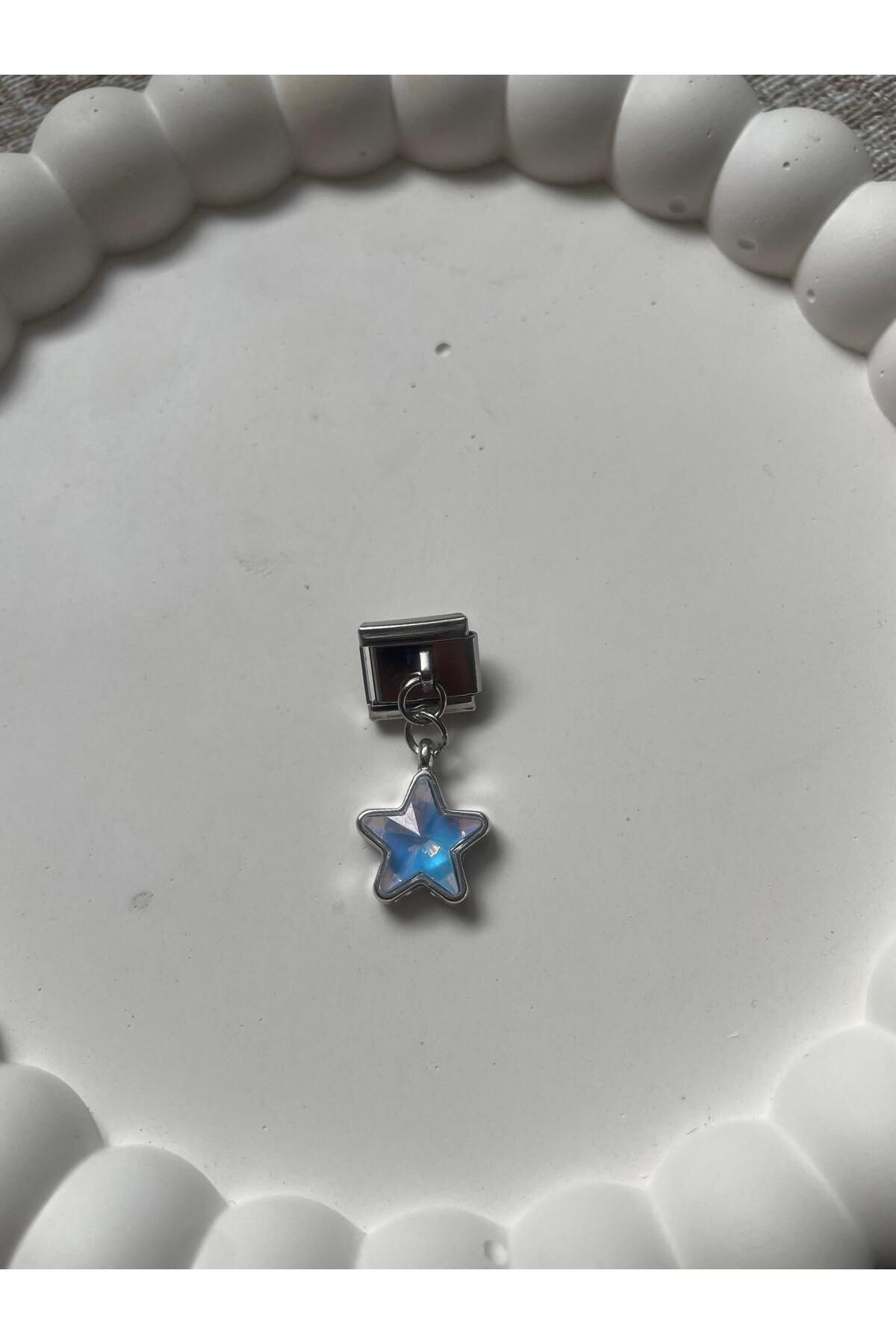 HKN AVM ACCESSORİES Yıldız Model İtalyan Charm Çelik Özel Seri Sallantılı Model Bileklik Charmı