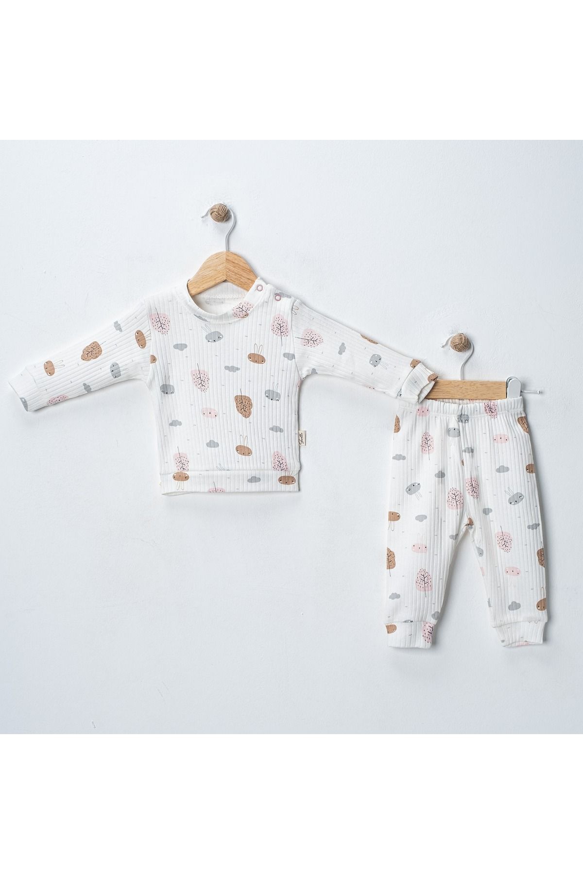 Naunau %100 Pamuk Penye Patiksiz Bebek Pijama Takımı
