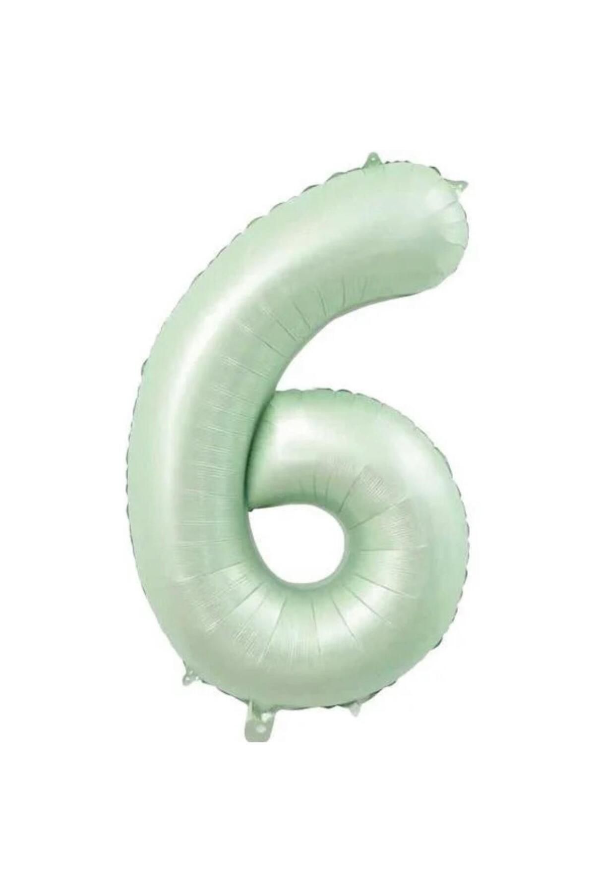 MİNAY 6 RAKAM FOLYO BALON RETRO YEŞİL RENK 34" 76cm