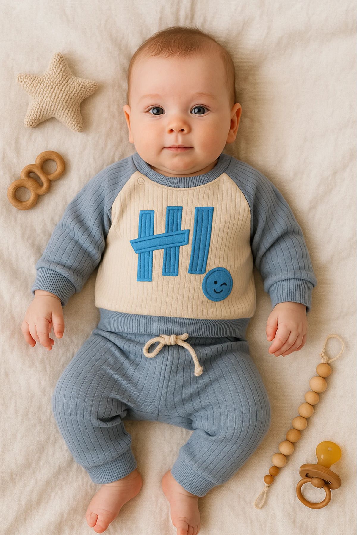 HAVUÇ BEBEK Baby Milk Hi Nakışlı Raporlu Kumaş 2’li Bebek Takım